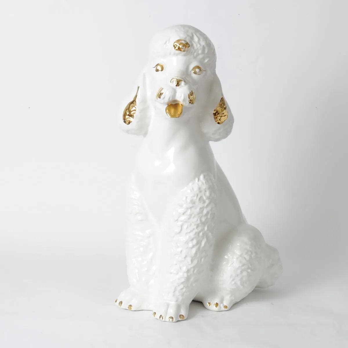 Figura pudla, biały, ceramika, Włochy, lata 60. - 161822