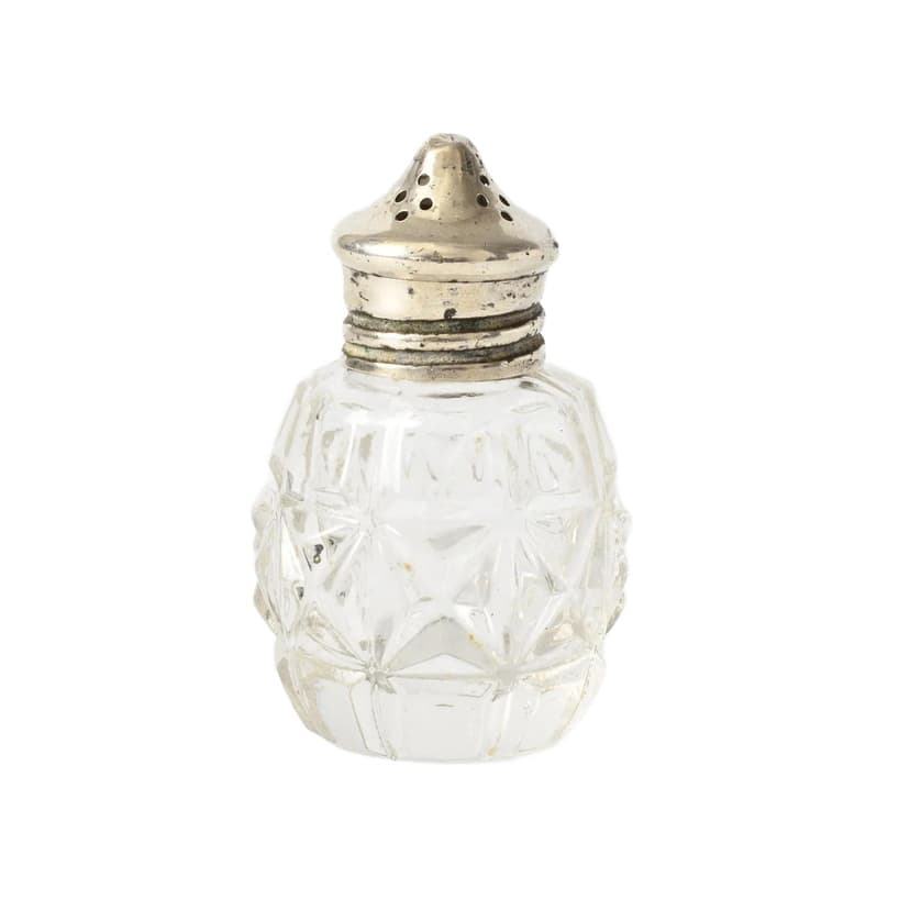 Salt Shaker, transparent glass, France, early 20th c.