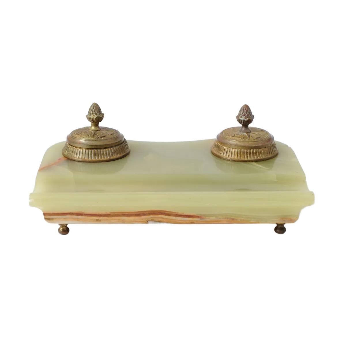 Ekrytuar, onyks zielony, mosiądz złocony, Francja, początek XX w.