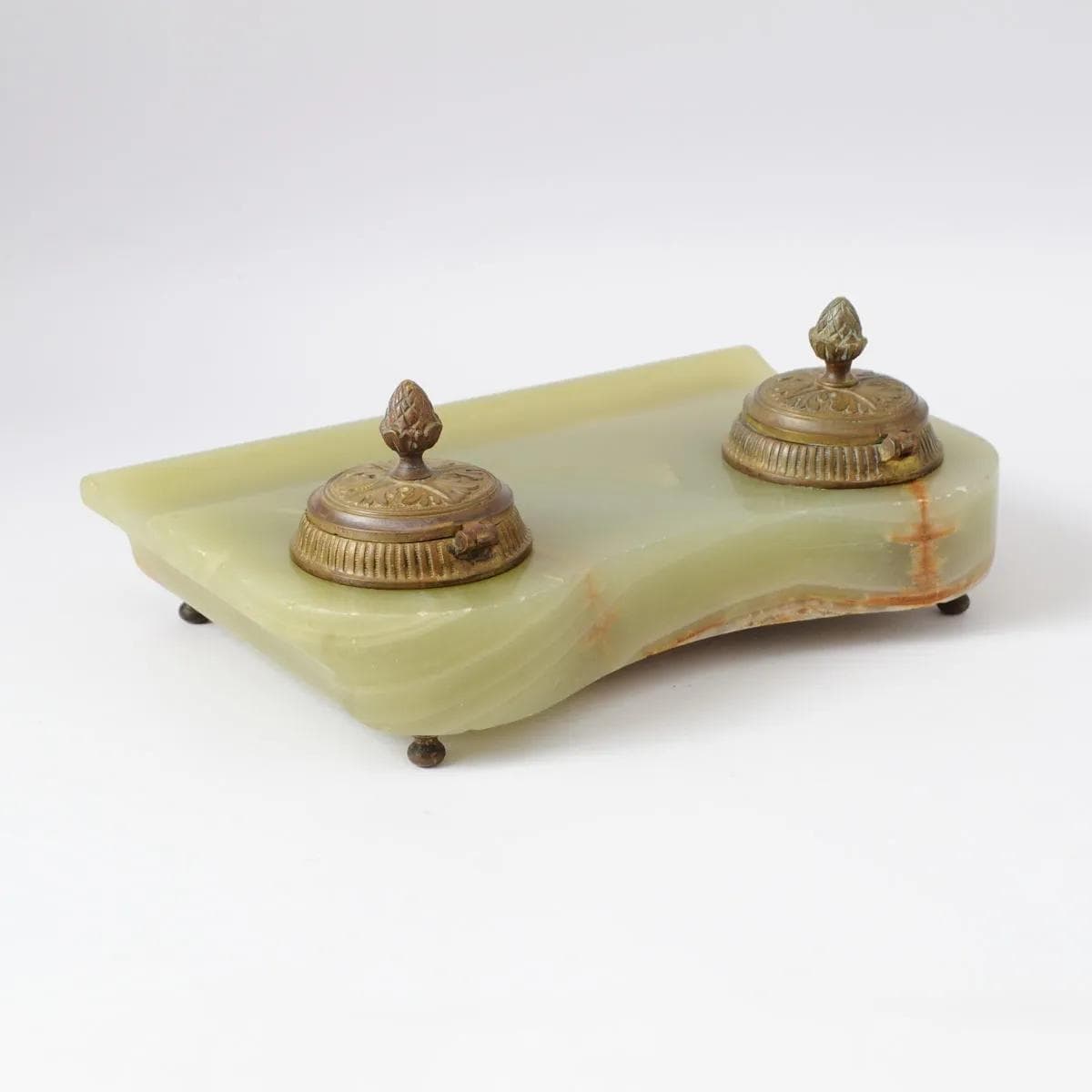 Ekrytuar, onyks zielony, mosiądz złocony, Francja, początek XX w. - 161792