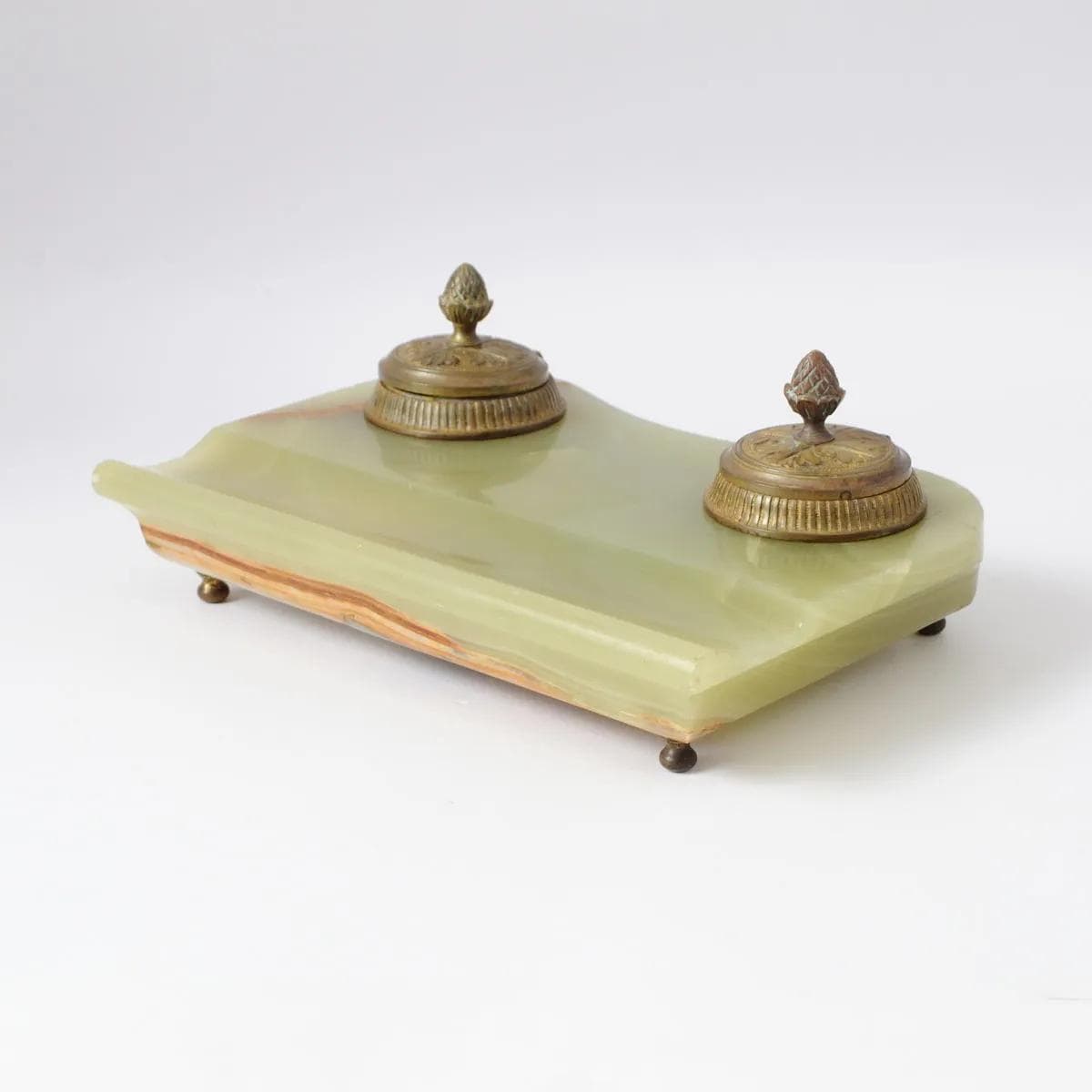 Ekrytuar, onyks zielony, mosiądz złocony, Francja, początek XX w. - 161794