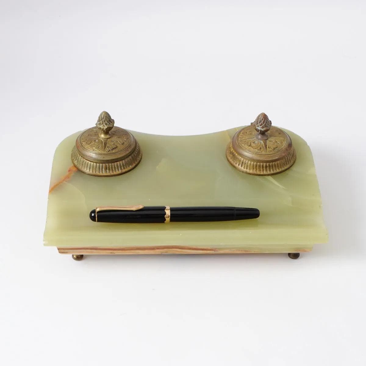 Ekrytuar, onyks zielony, mosiądz złocony, Francja, początek XX w. - 161795