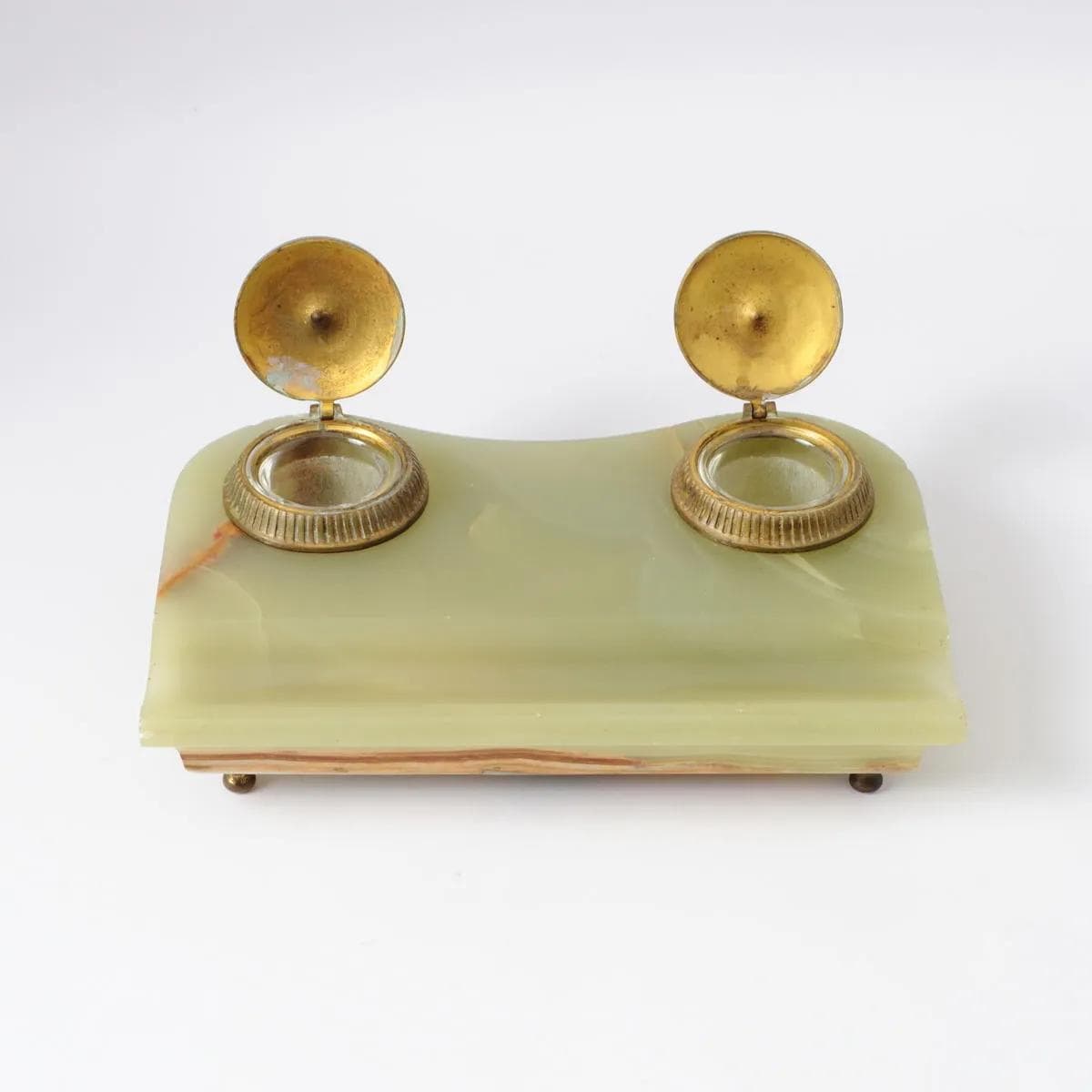 Ekrytuar, onyks zielony, mosiądz złocony, Francja, początek XX w. - 161793