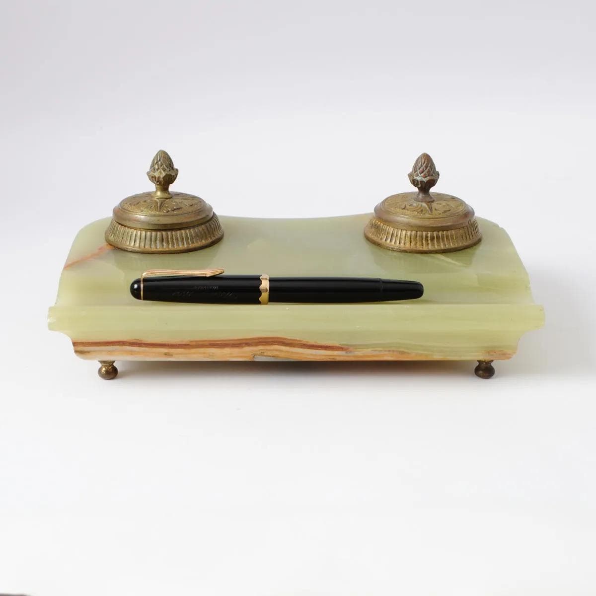 Ekrytuar, onyks zielony, mosiądz złocony, Francja, początek XX w. - 161798