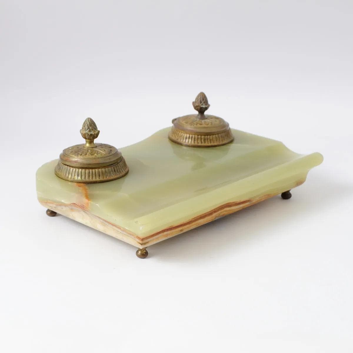 Ekrytuar, onyks zielony, mosiądz złocony, Francja, początek XX w. - 161791