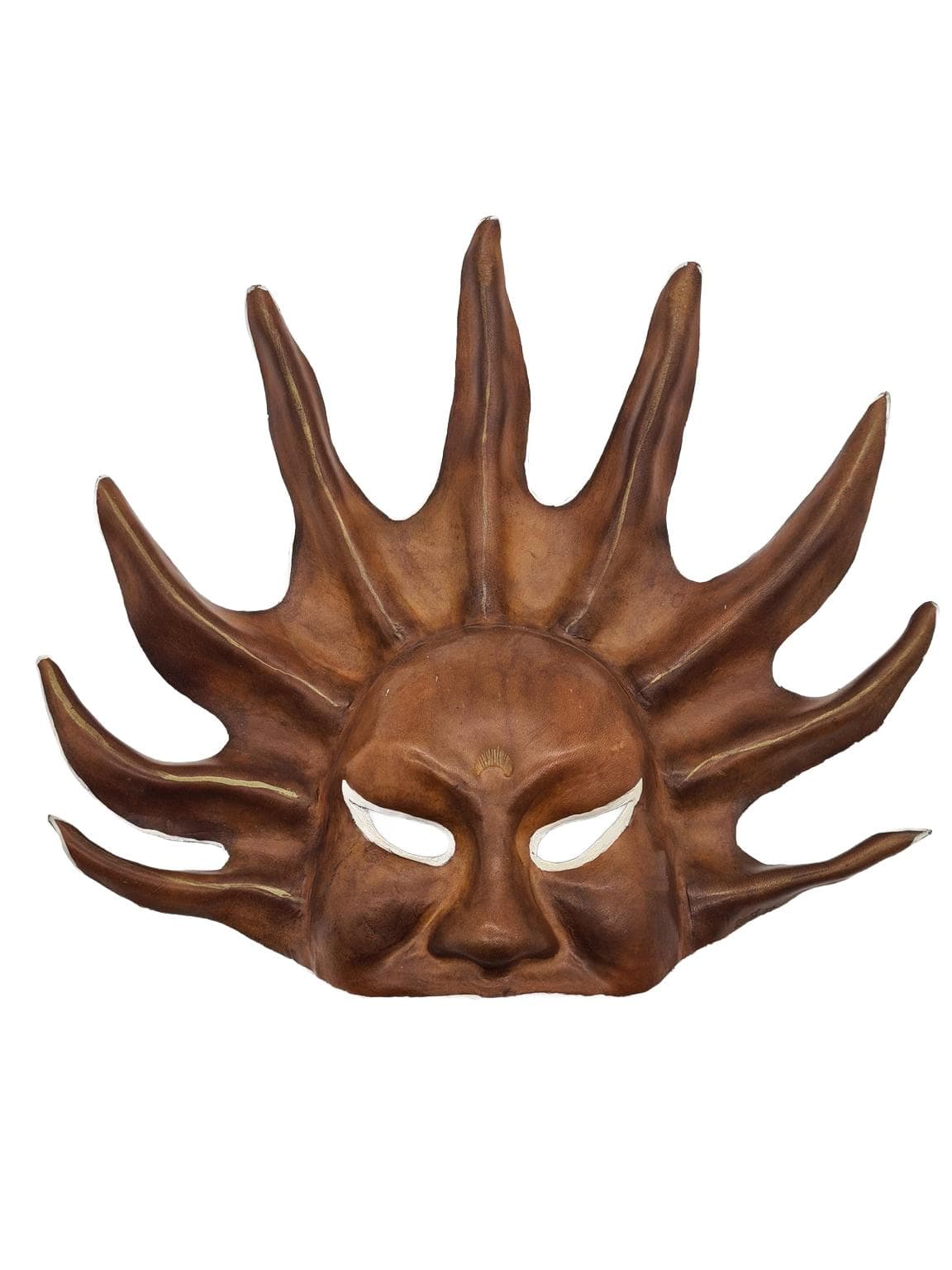 Maska ścienna Słońce, brązowy, skóra, lata 70. - 168249