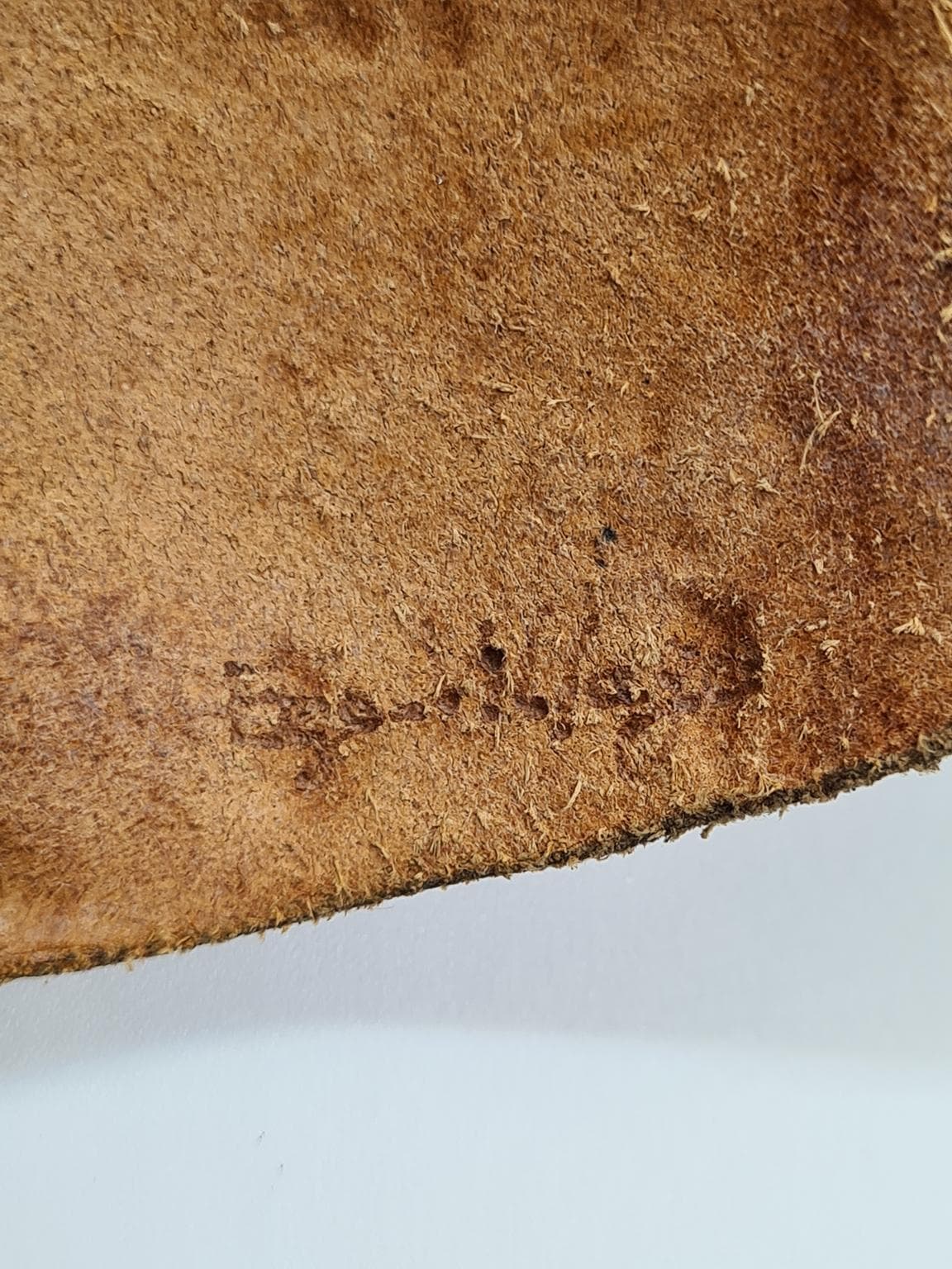 Maska ścienna Słońce, brązowy, skóra, lata 70. - 161326