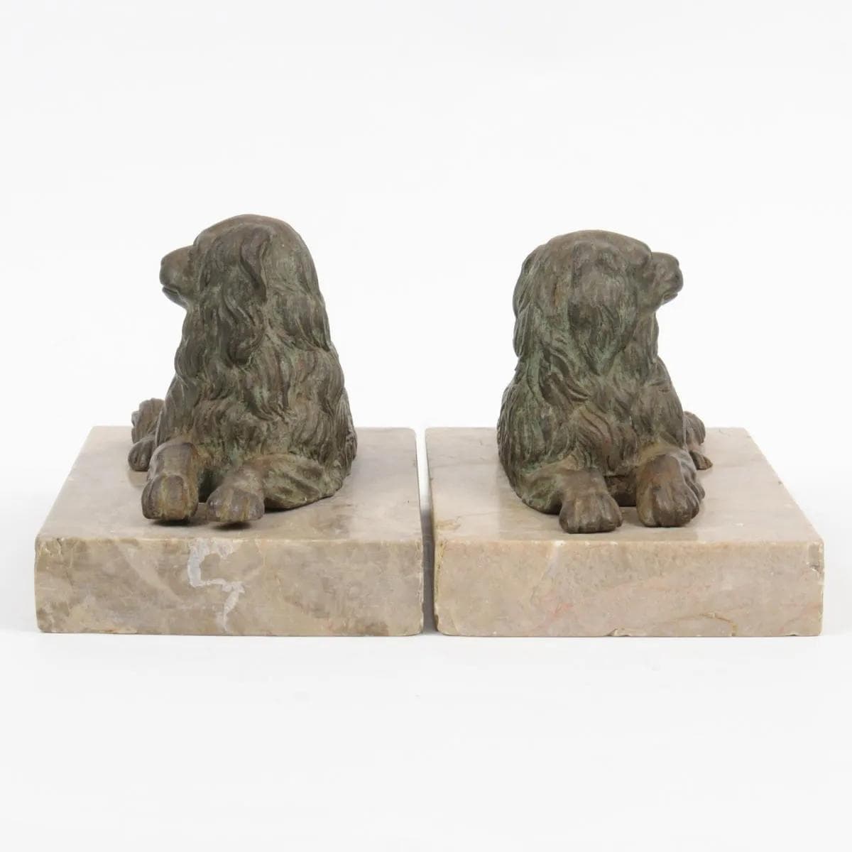Pair of dog figurines, beige, cast iron marble, Germany, 19th c. - 161776