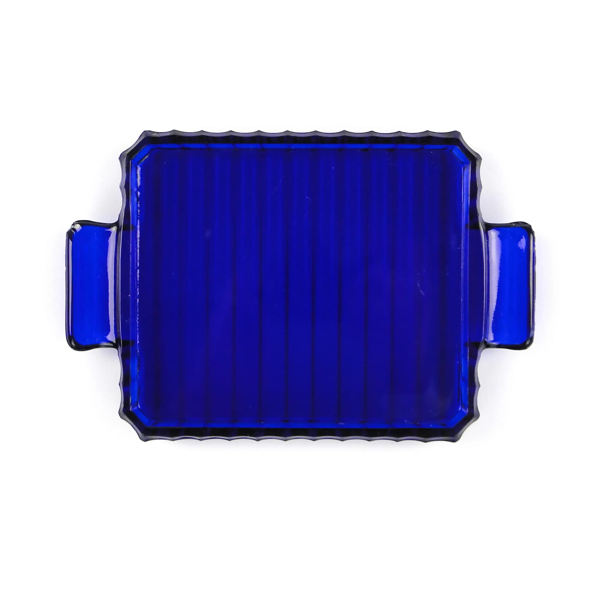 Taca Art deco, szkło niebieski, Huta Szkła Inwald, Czechy, lata 30. - 163613