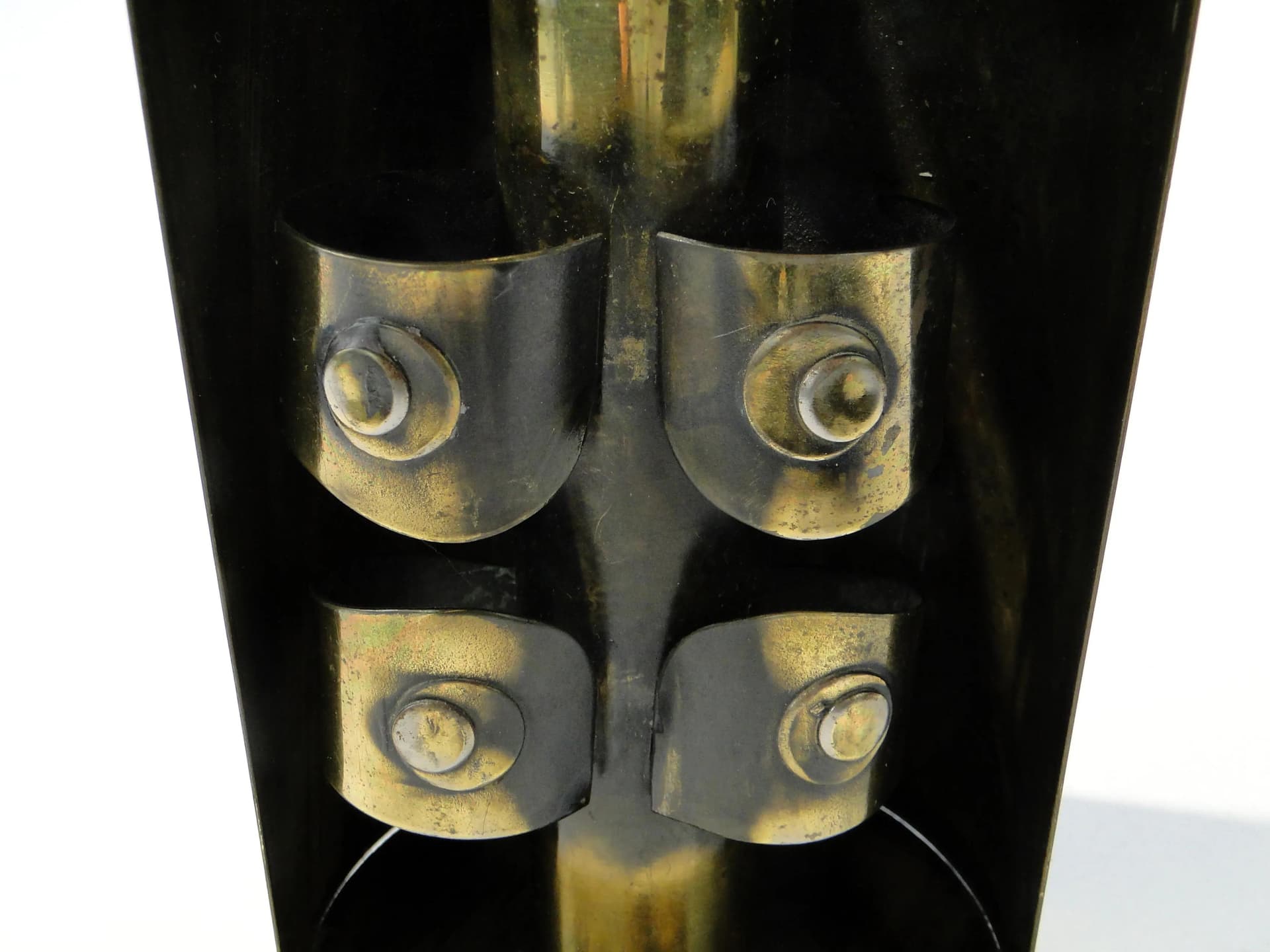 Brutalist candlestick, golden brass, by Cz. Palczewski, Poland, 1970s - 163600