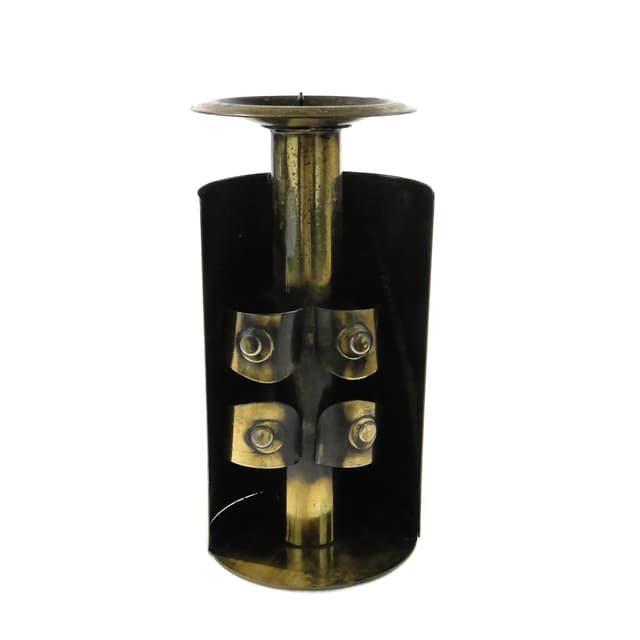 Brutalist candlestick, golden brass, by Cz. Palczewski, Poland, 1970s - DIMENSION