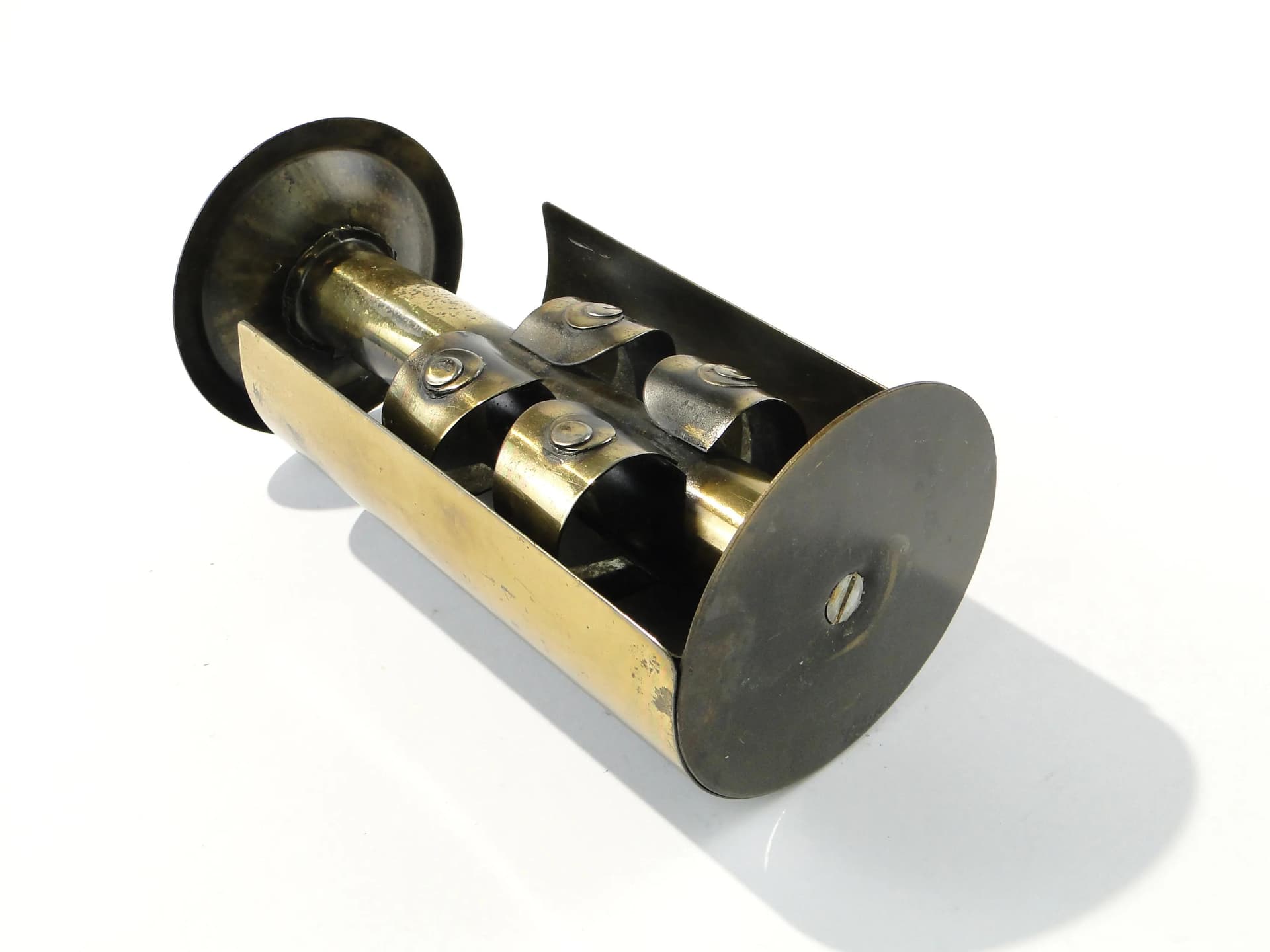 Brutalist candlestick, golden brass, by Cz. Palczewski, Poland, 1970s - 163602