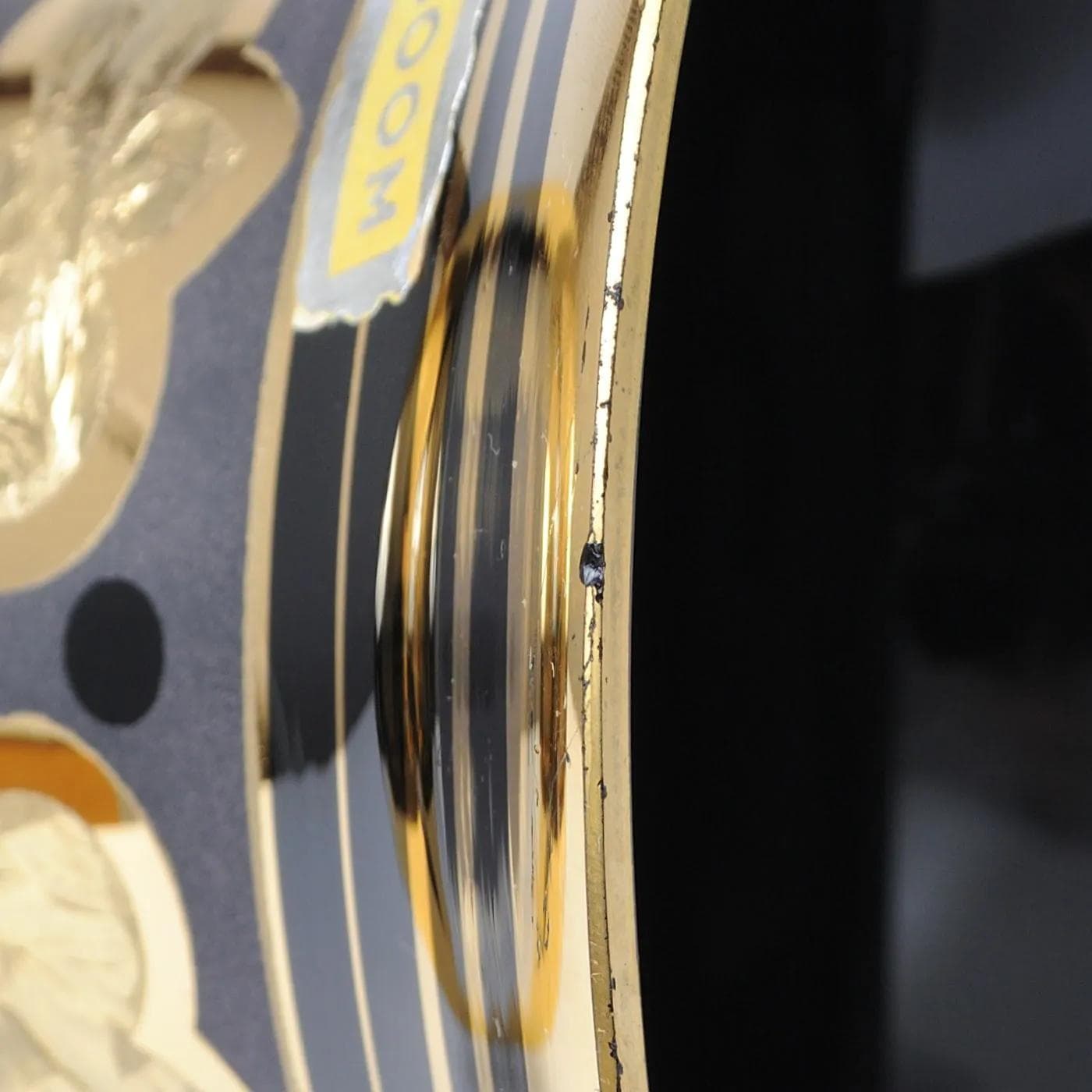 Wazon art déco, szkło czarny złoty, De Rupel, Belgia, lata 40. - 161751