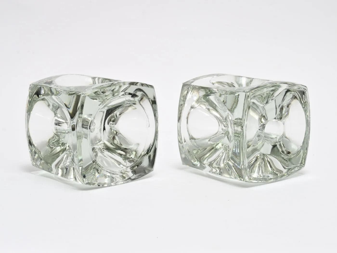 Pair of candleholders, transparent glass, by R. Jurnikl, Czechoslovakia, 1970s. - 161733
