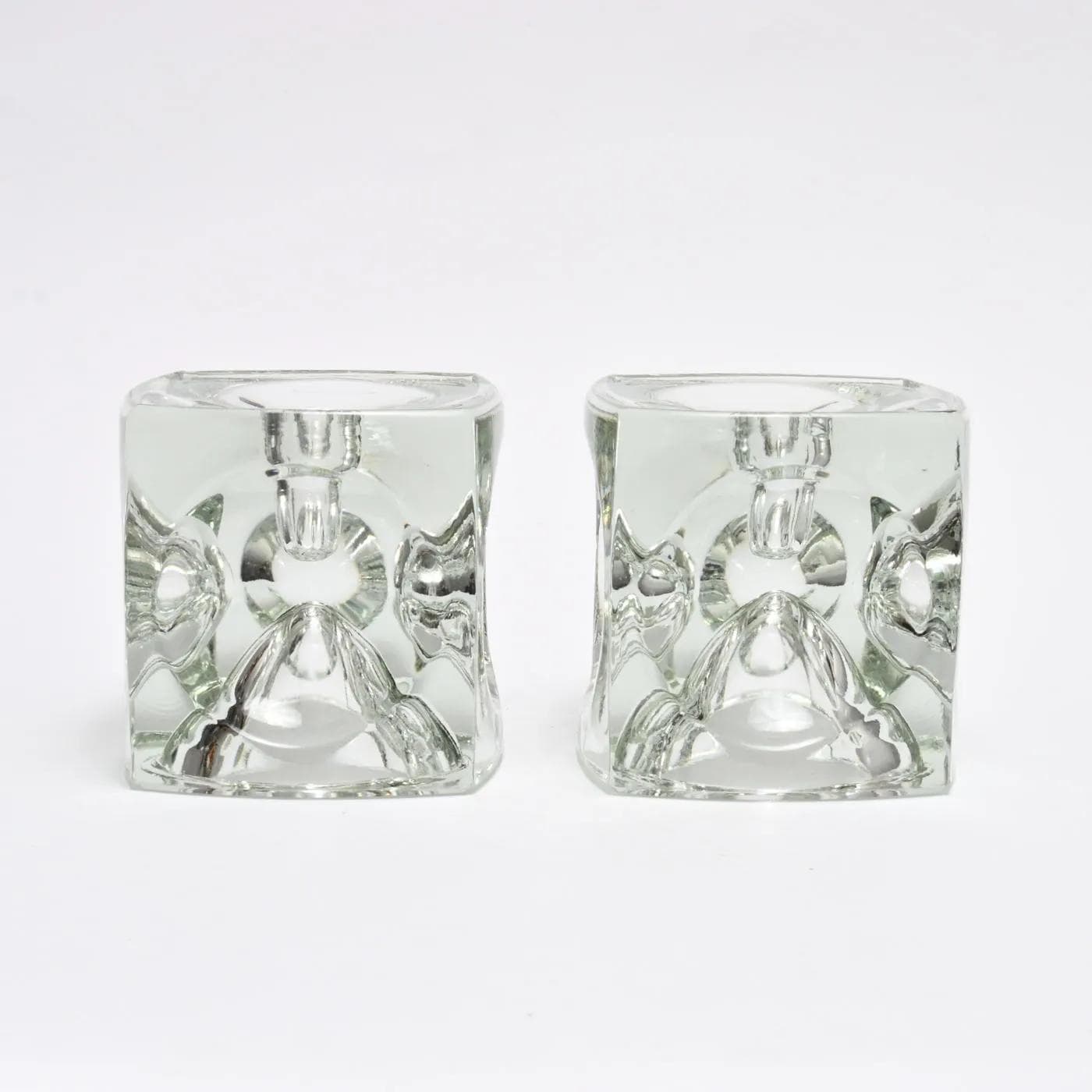 Pair of candleholders, transparent glass, by R. Jurnikl, Czechoslovakia, 1970s. - 161732
