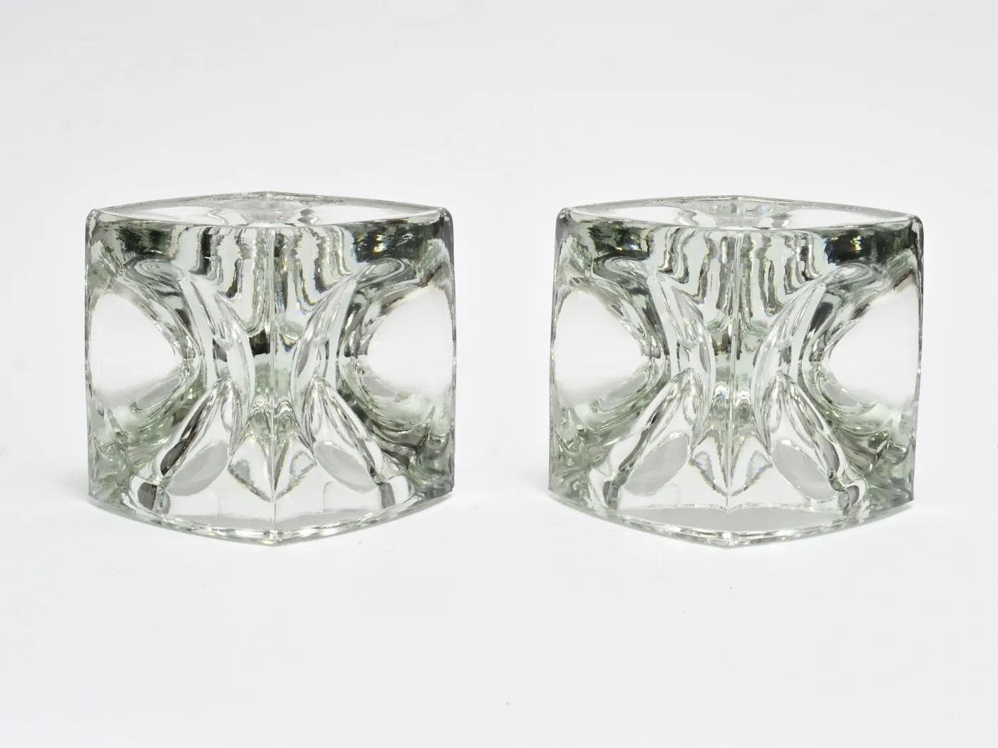 Pair of candleholders, transparent glass, by R. Jurnikl, Czechoslovakia, 1970s. - 161735