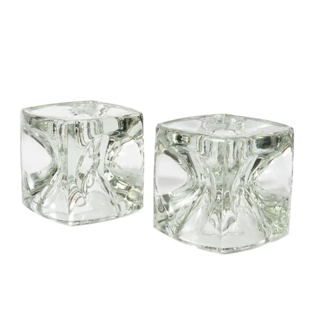 Pair of candleholders, transparent glass, by R. Jurnikl, Czechoslovakia, 1970s. - DIMENSION