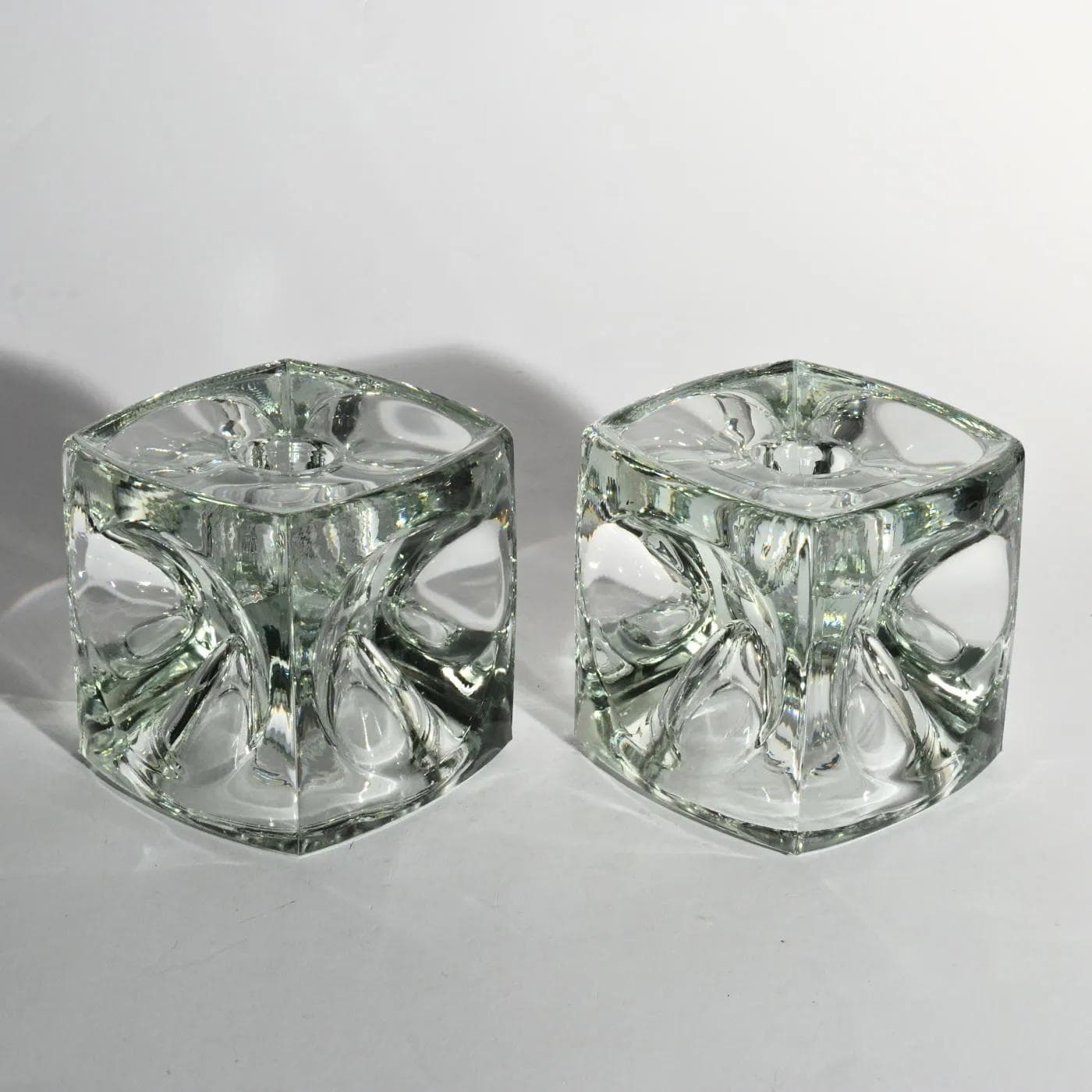 Pair of candleholders, transparent glass, by R. Jurnikl, Czechoslovakia, 1970s. - 161739