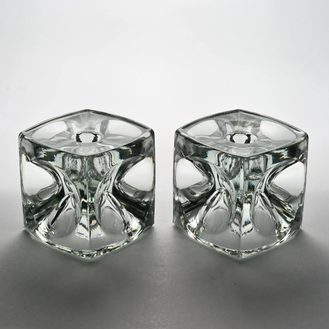 Pair of candleholders, transparent glass, by R. Jurnikl, Czechoslovakia, 1970s. - 161736