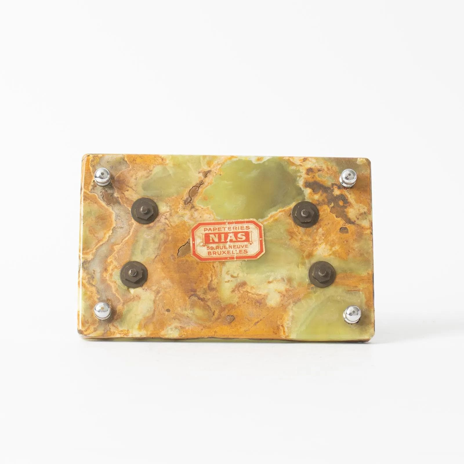 Letter holder Art Deco, green onyx, chromed brass, Belgium, 1920s. - 161710