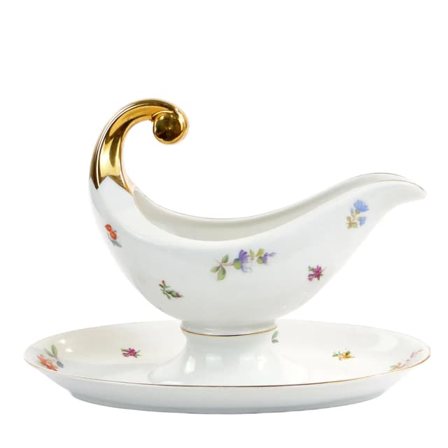 Sosjerka Empire, porcelana biała, złocona, proj. B. Wysocki, J. Steckiewicz, Ćmielów, Polska, lata 30. - WYMIARY