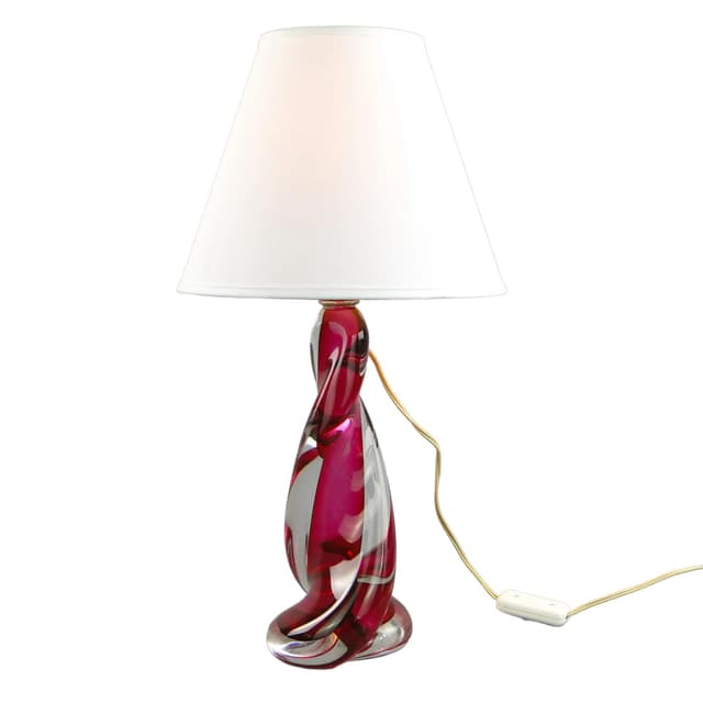 Table Lamp, Val St Lambert, red glass, Belgium, 1960s - DIMENSION