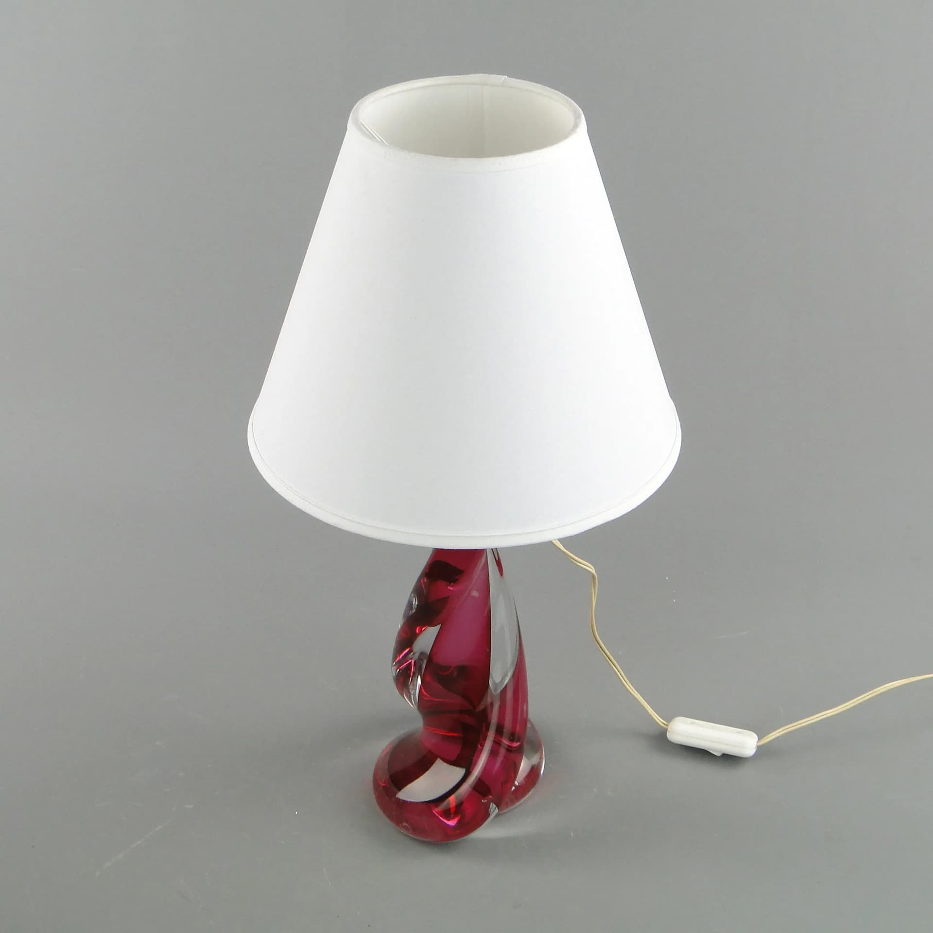 Table Lamp, Val St Lambert, red glass, Belgium, 1960s - 163541