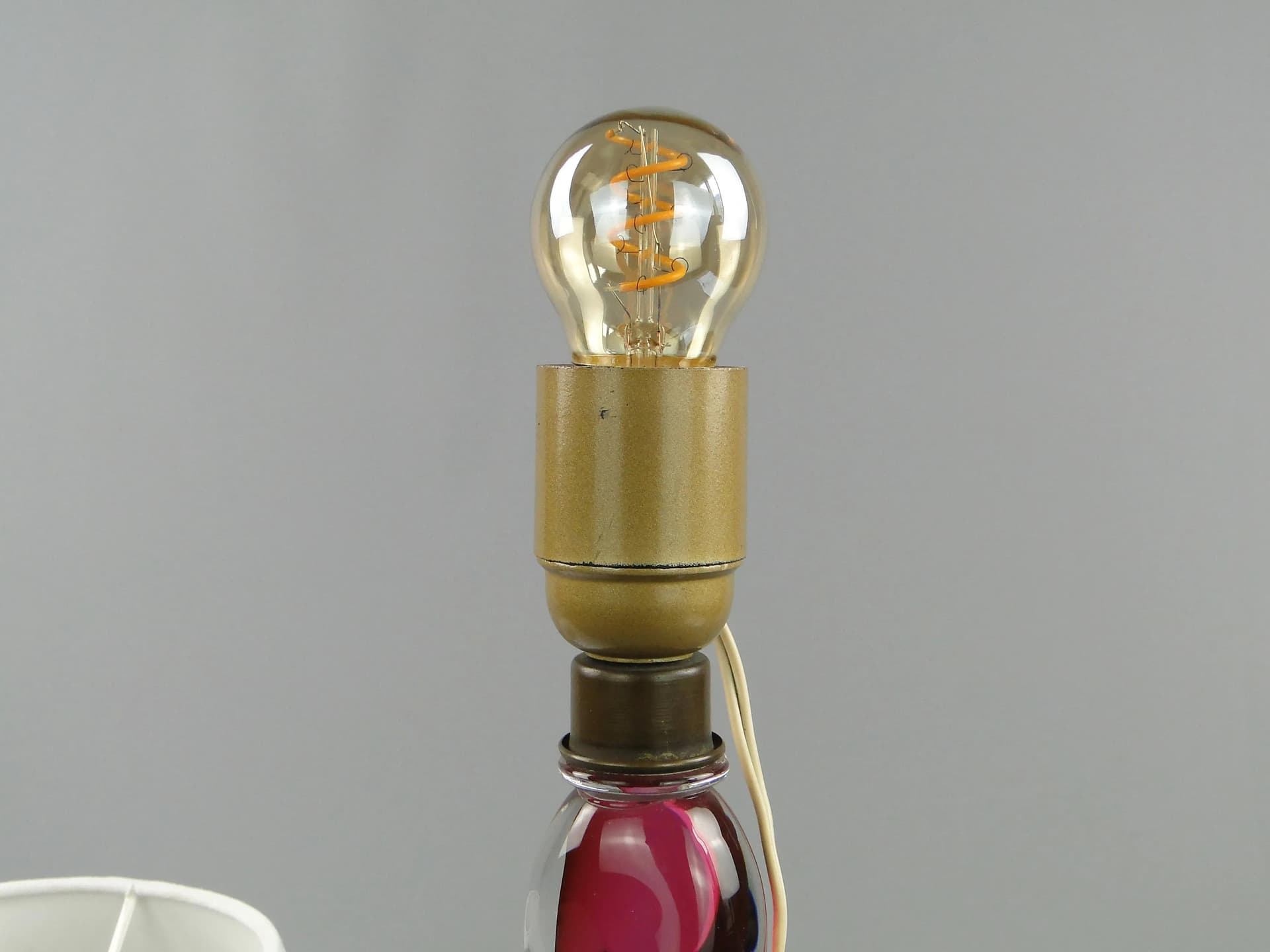 Table Lamp, Val St Lambert, red glass, Belgium, 1960s - 163535