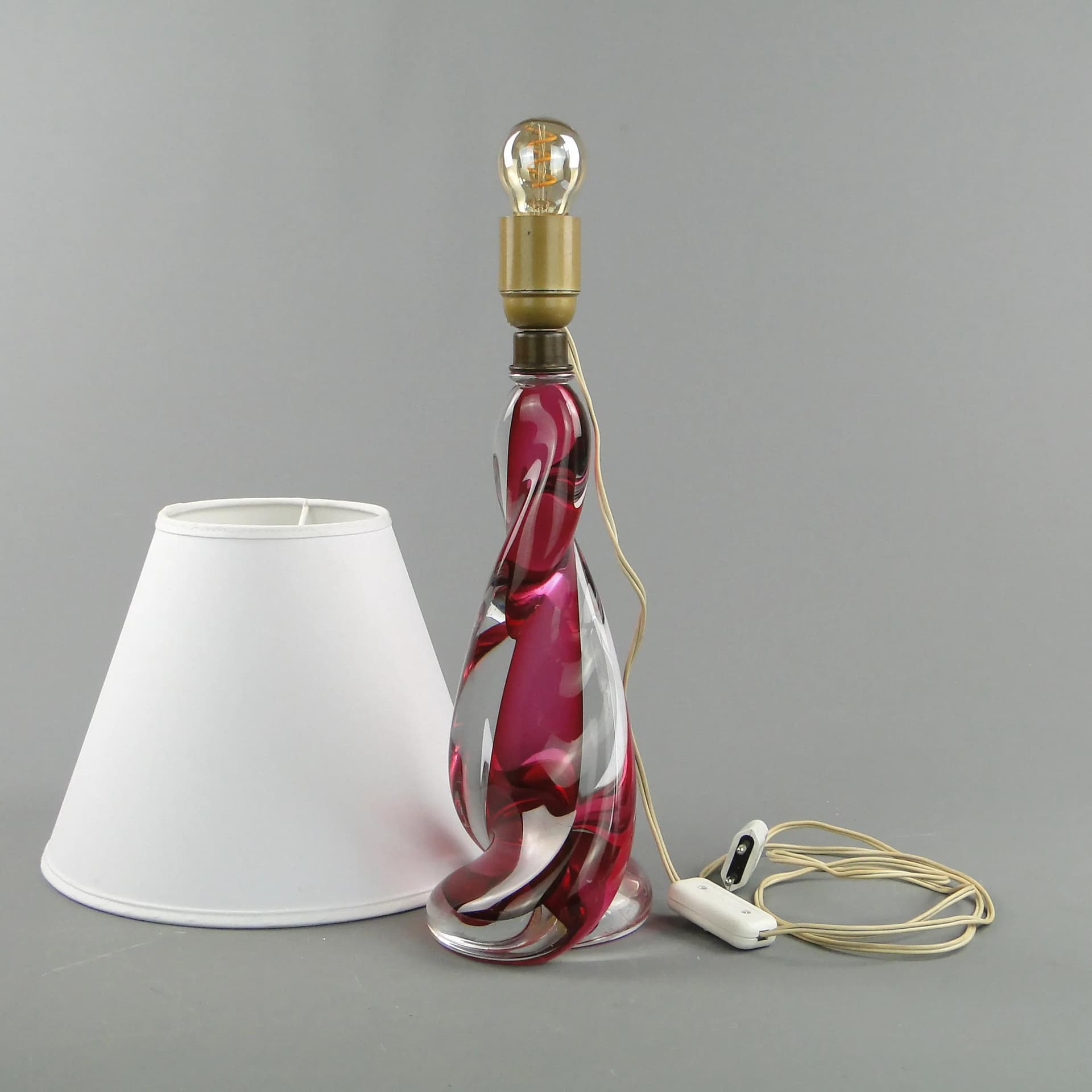 Table Lamp, Val St Lambert, red glass, Belgium, 1960s - 163533