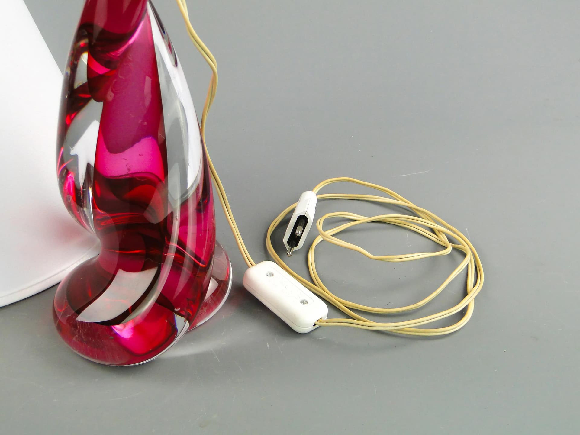 Table Lamp, Val St Lambert, red glass, Belgium, 1960s - 163534