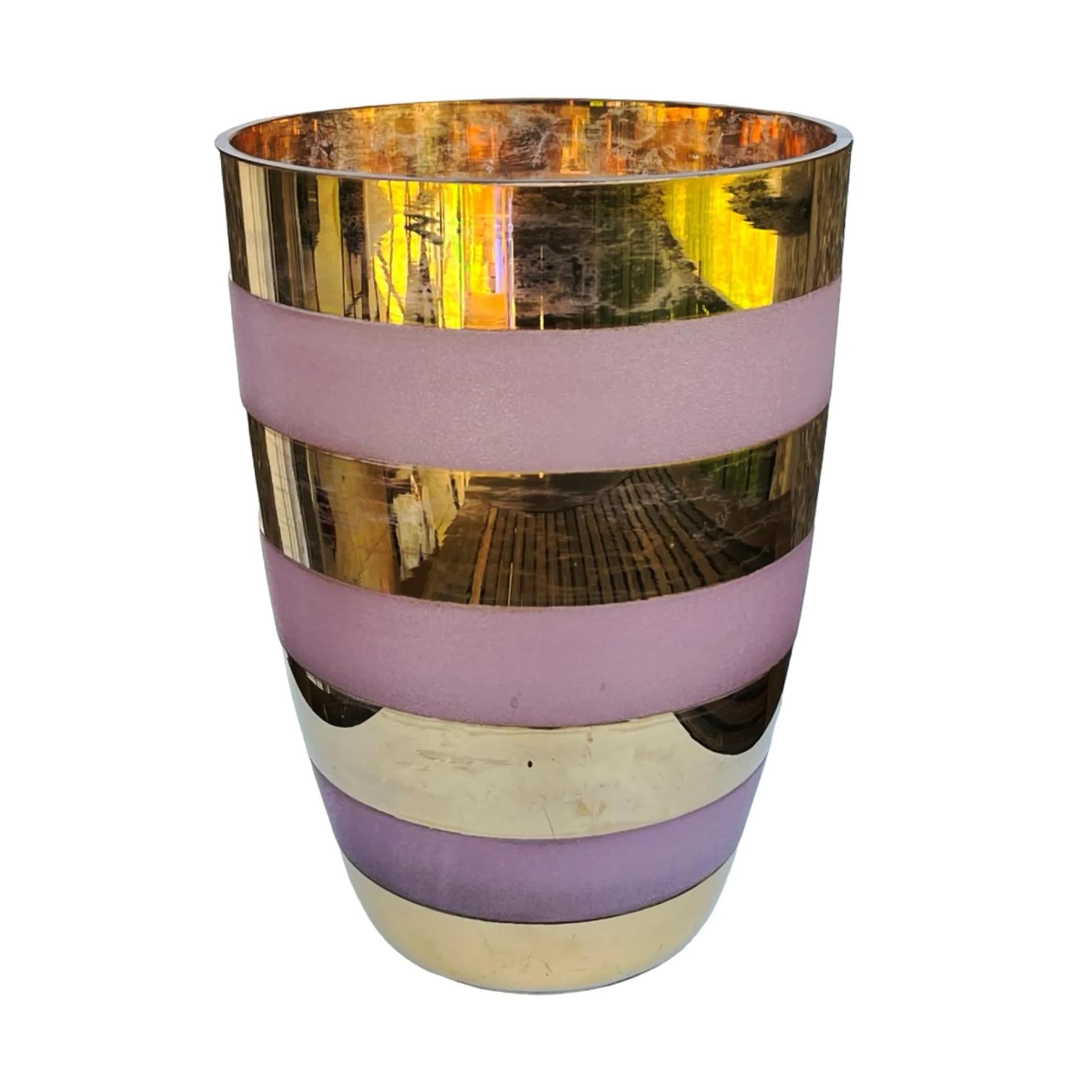 Wazon, złoty-różowy, szkło, Czechosłowacja, lata 80. - 163991