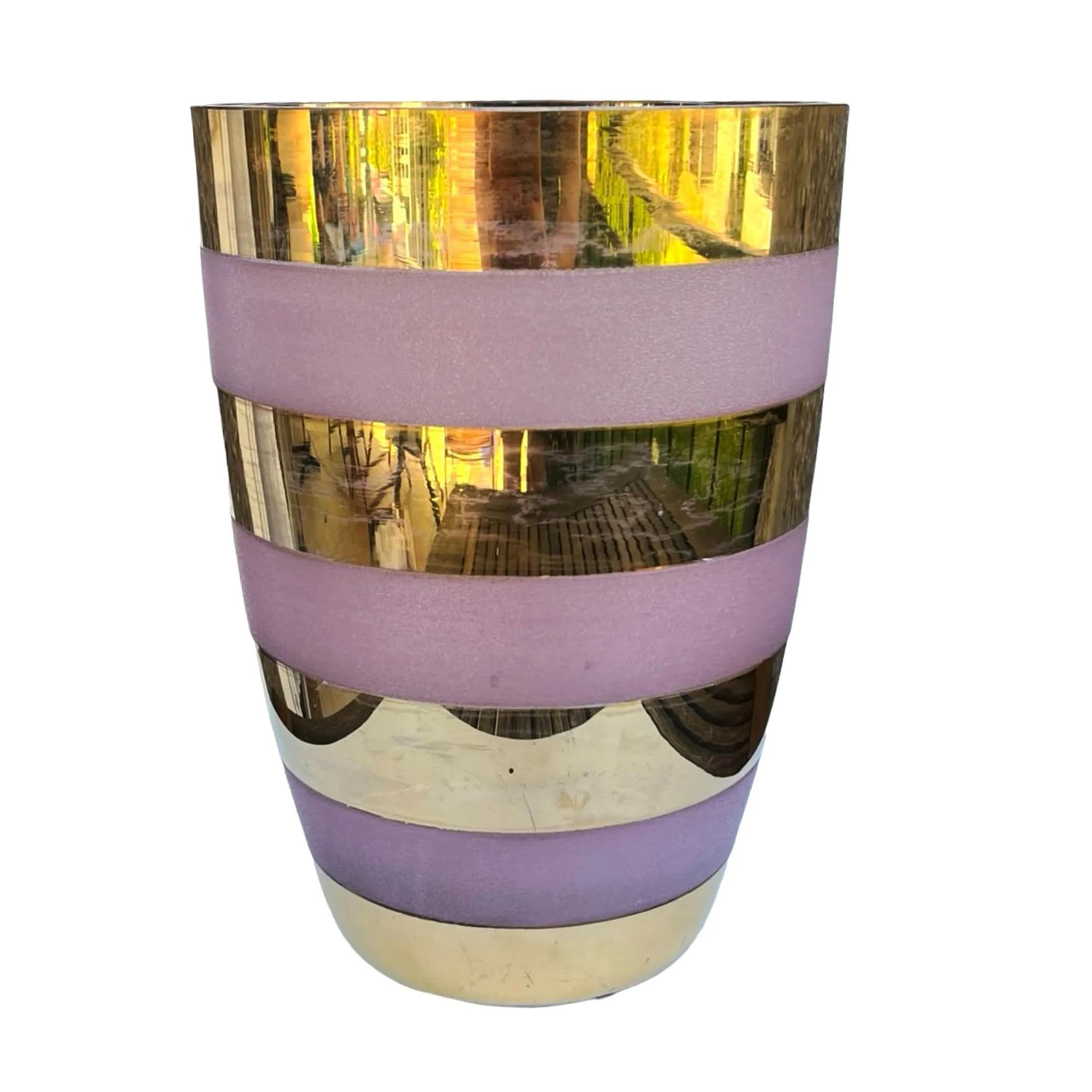 Wazon, złoty-różowy, szkło, Czechosłowacja, lata 80. - 163990