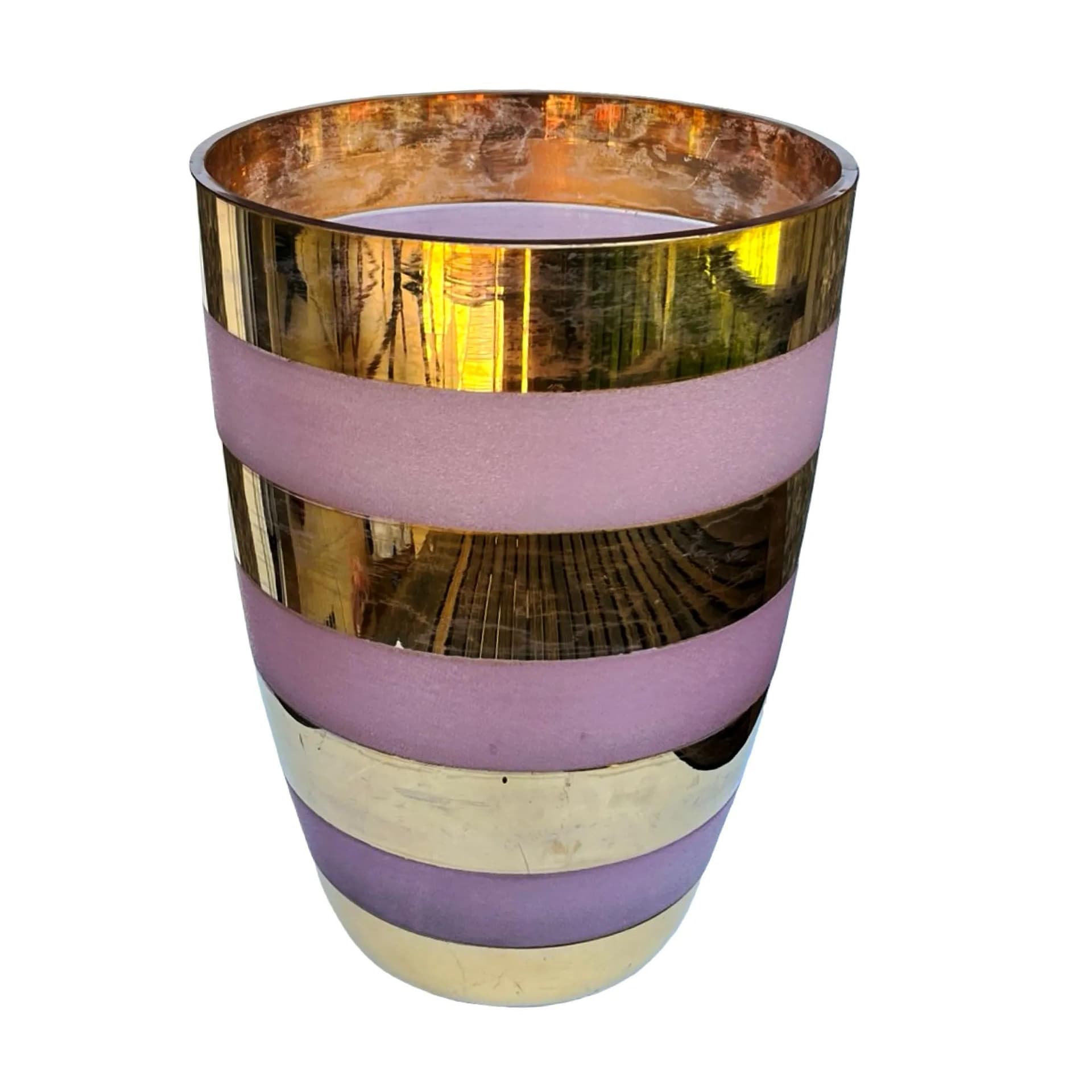 Wazon, złoty-różowy, szkło, Czechosłowacja, lata 80. - 163989