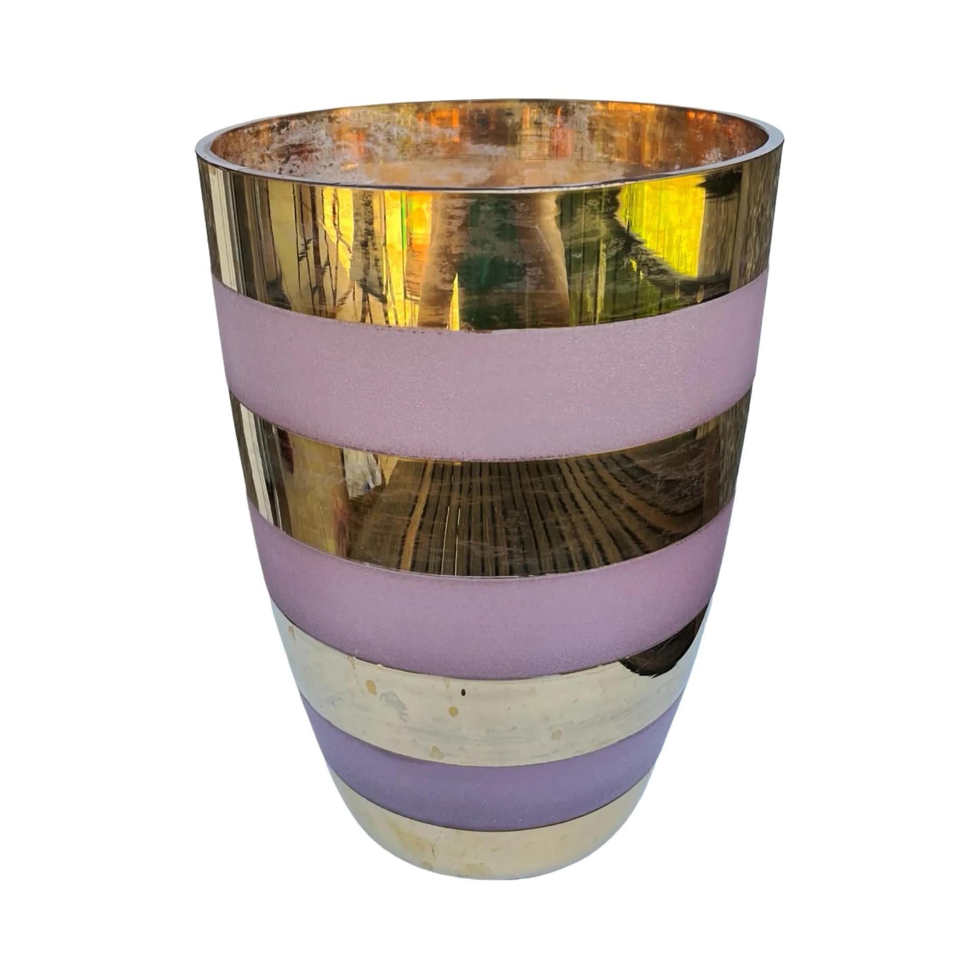 Wazon, złoty-różowy, szkło, Czechosłowacja, lata 80. - 163984