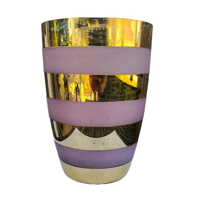 Wazon, złoty-różowy, szkło, Czechosłowacja, lata 80.