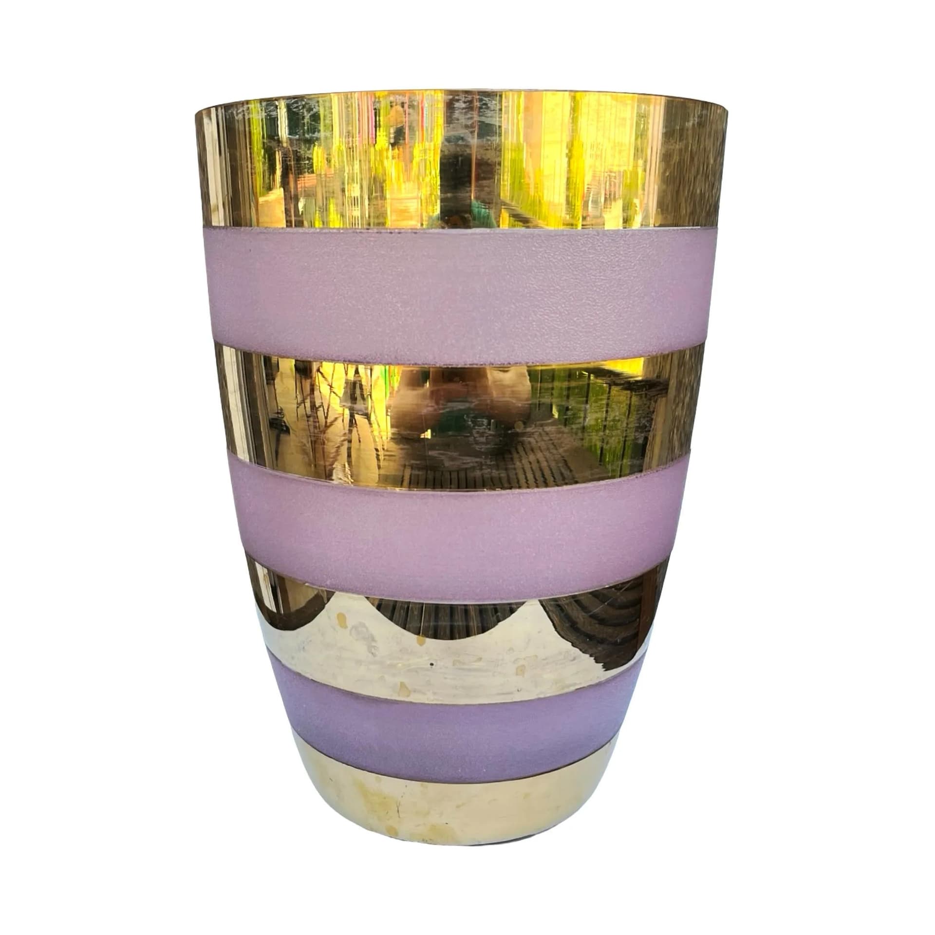 Wazon, złoty-różowy, szkło, Czechosłowacja, lata 80. - 163985