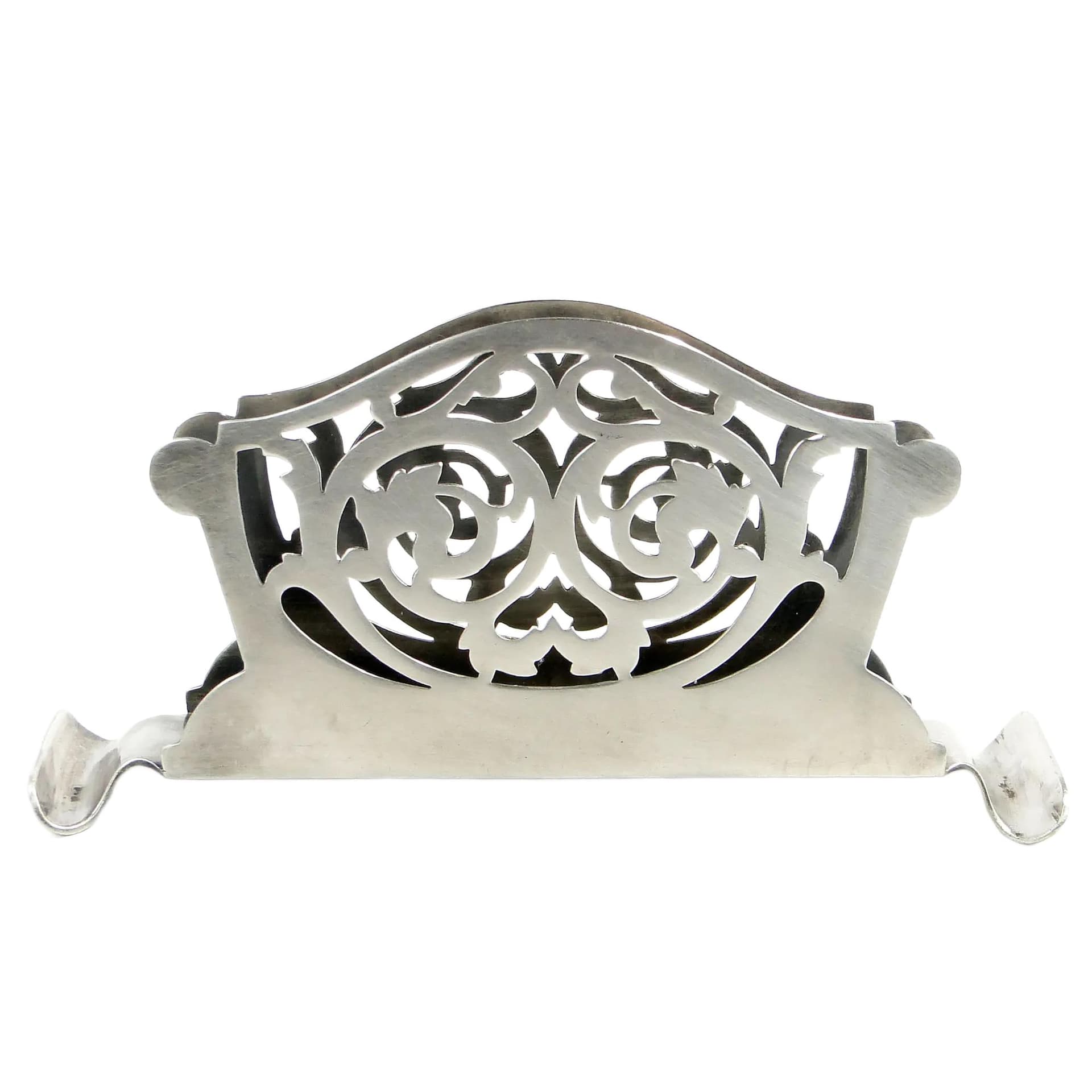 Openwork napkin holder, silver-plated brass, Fraget, Poland, 1930s.