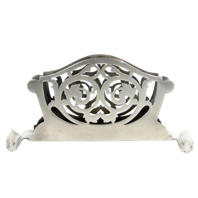 Openwork napkin holder, silver-plated brass, Fraget, Poland, 1930s. - DIMENSION