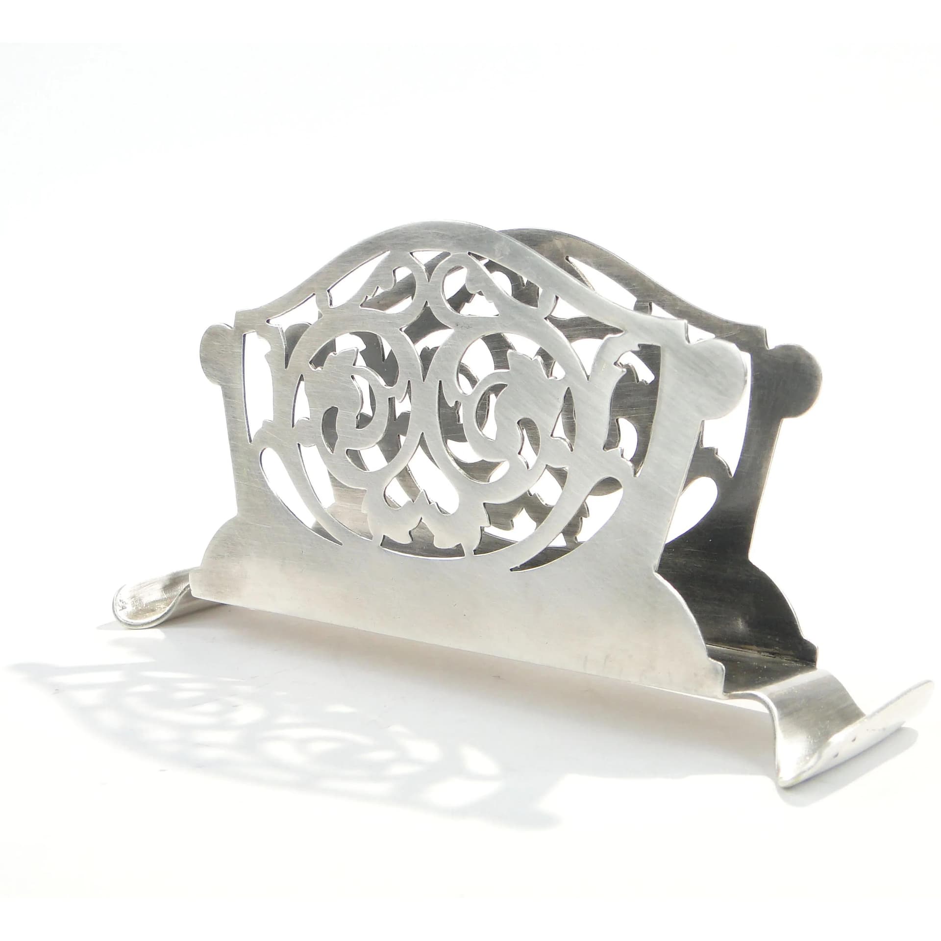 Openwork napkin holder, silver-plated brass, Fraget, Poland, 1930s. - 163517