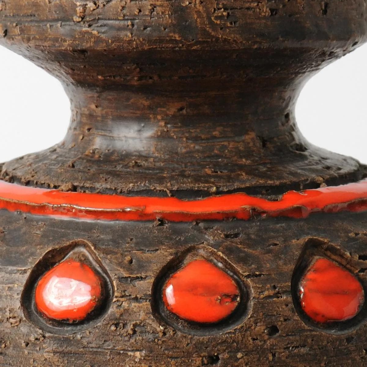 Wazon, brązowy pomarańczowy, ceramika, Włochy, lata 60. - 161692