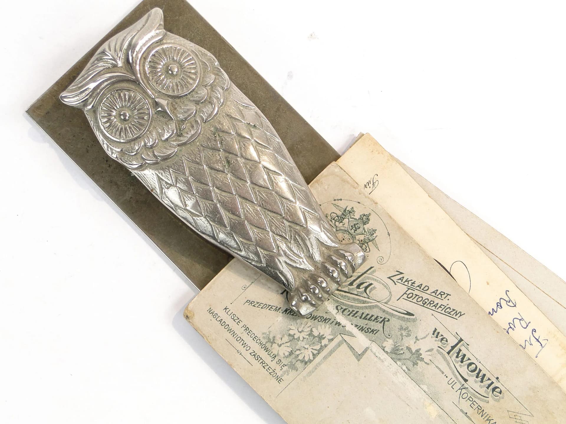 Desk Paper Clip Owl, silver, brass, Poland, 1950s - 10517