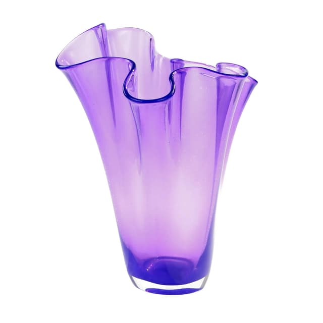 Wazon Chusta, fioletowy przezroczysty, szkło, Polska, lata 80. - WYMIARY