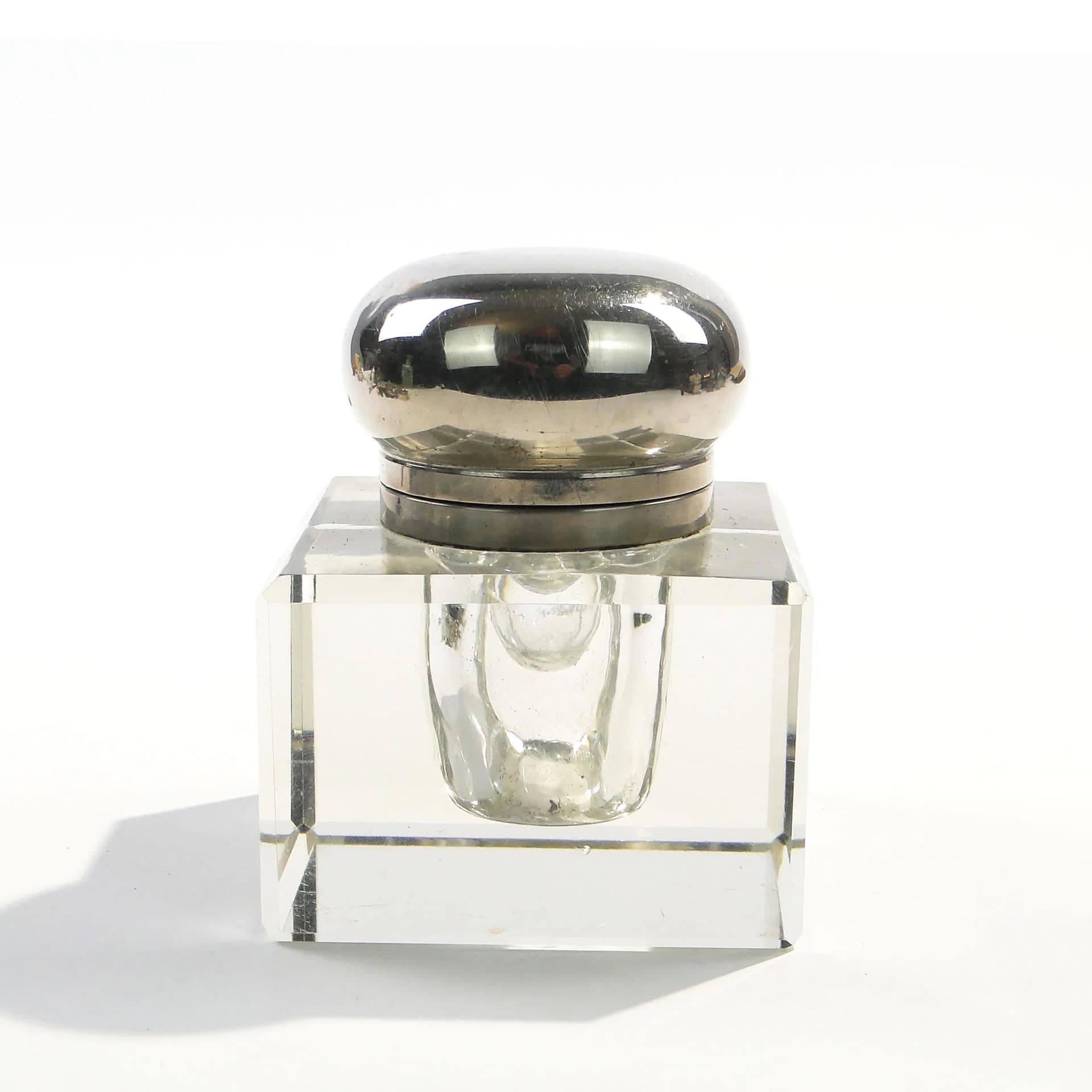 Kałamarz gabinetowy art déco, kryształ transparentny, Polska, lata 20. - 163487