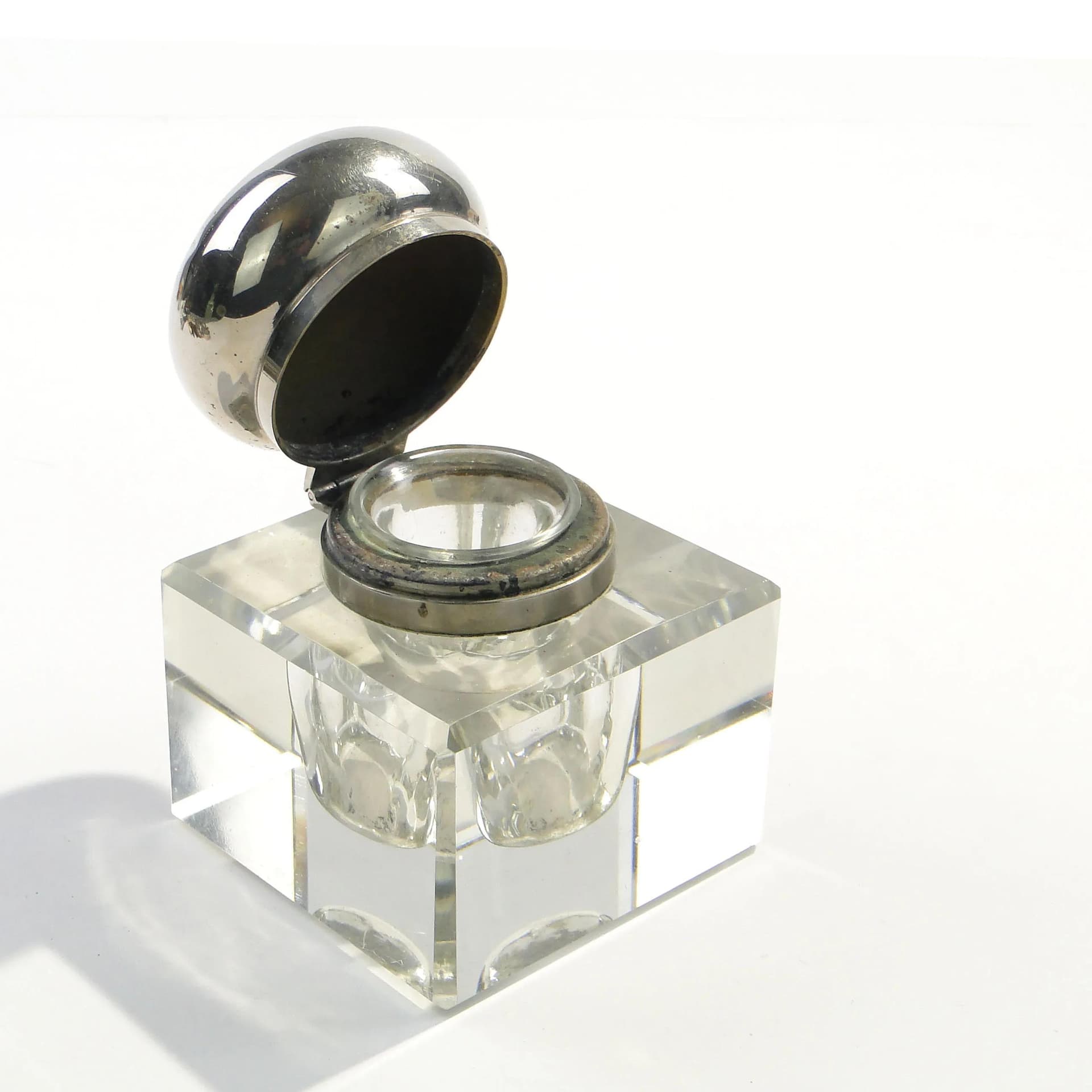 Kałamarz gabinetowy art déco, kryształ transparentny, Polska, lata 20. - 163489