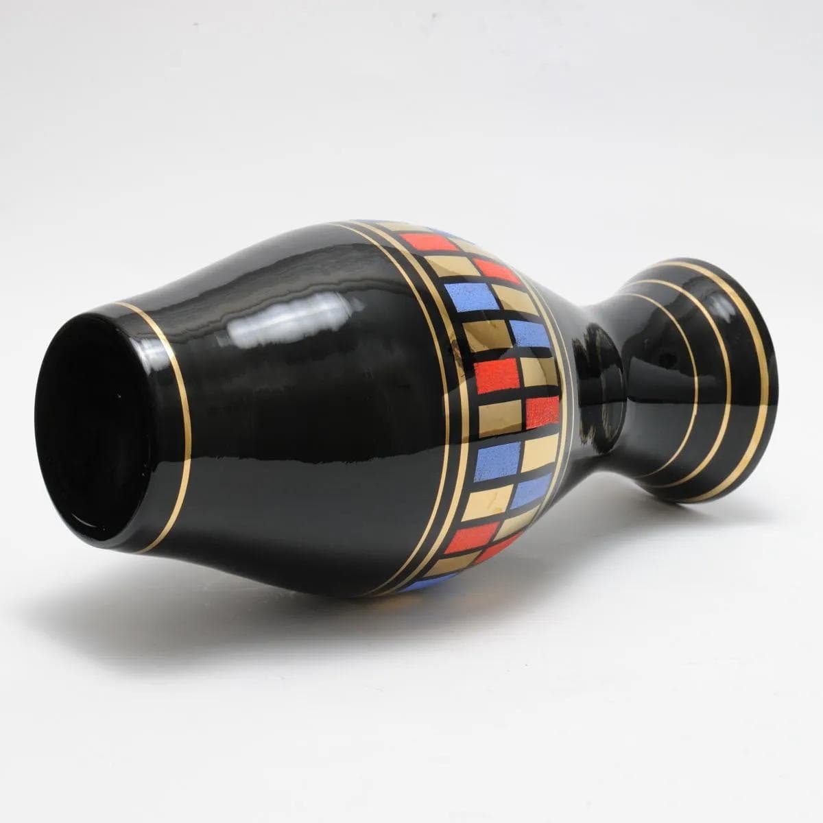 Wazon, VEB Kunst-Glas Wasungen, szkło czarny, Niemcy, lata 50. - 161660