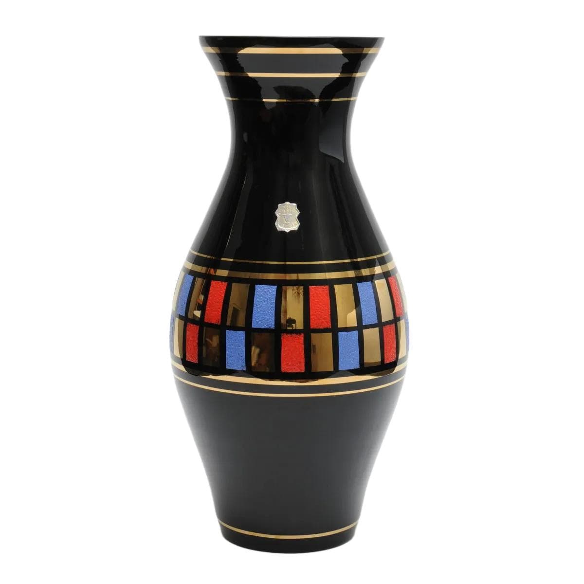 Wazon, VEB Kunst-Glas Wasungen, szkło czarny, Niemcy, lata 50.