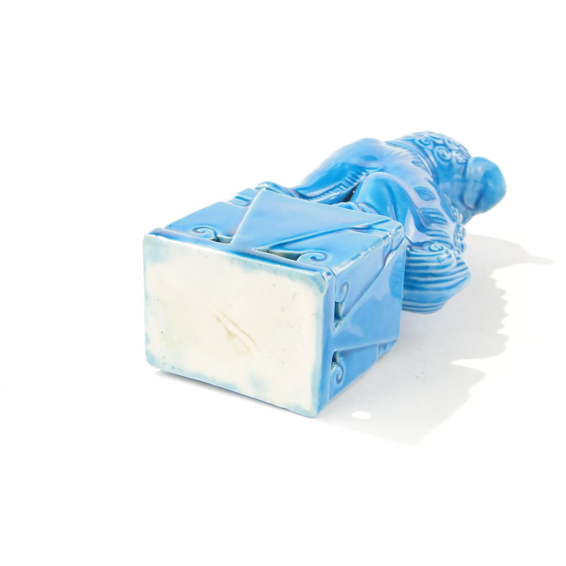 Figura Foo Dog, niebieska ceramika, Chiny, lata 70. - 163456