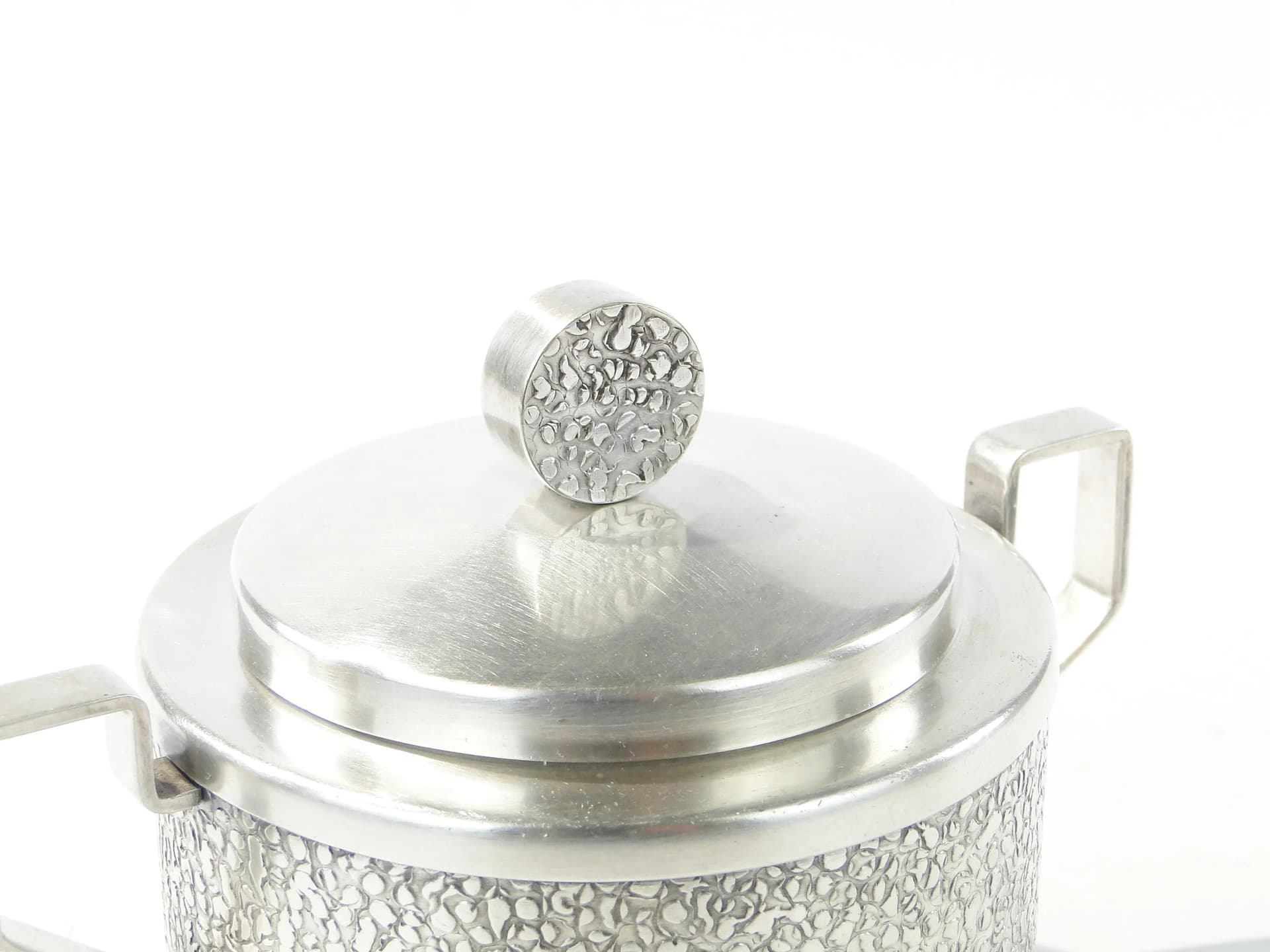 Modernist sugar bowl, silver brass, Hefra, Poland, 1960s. - 163427