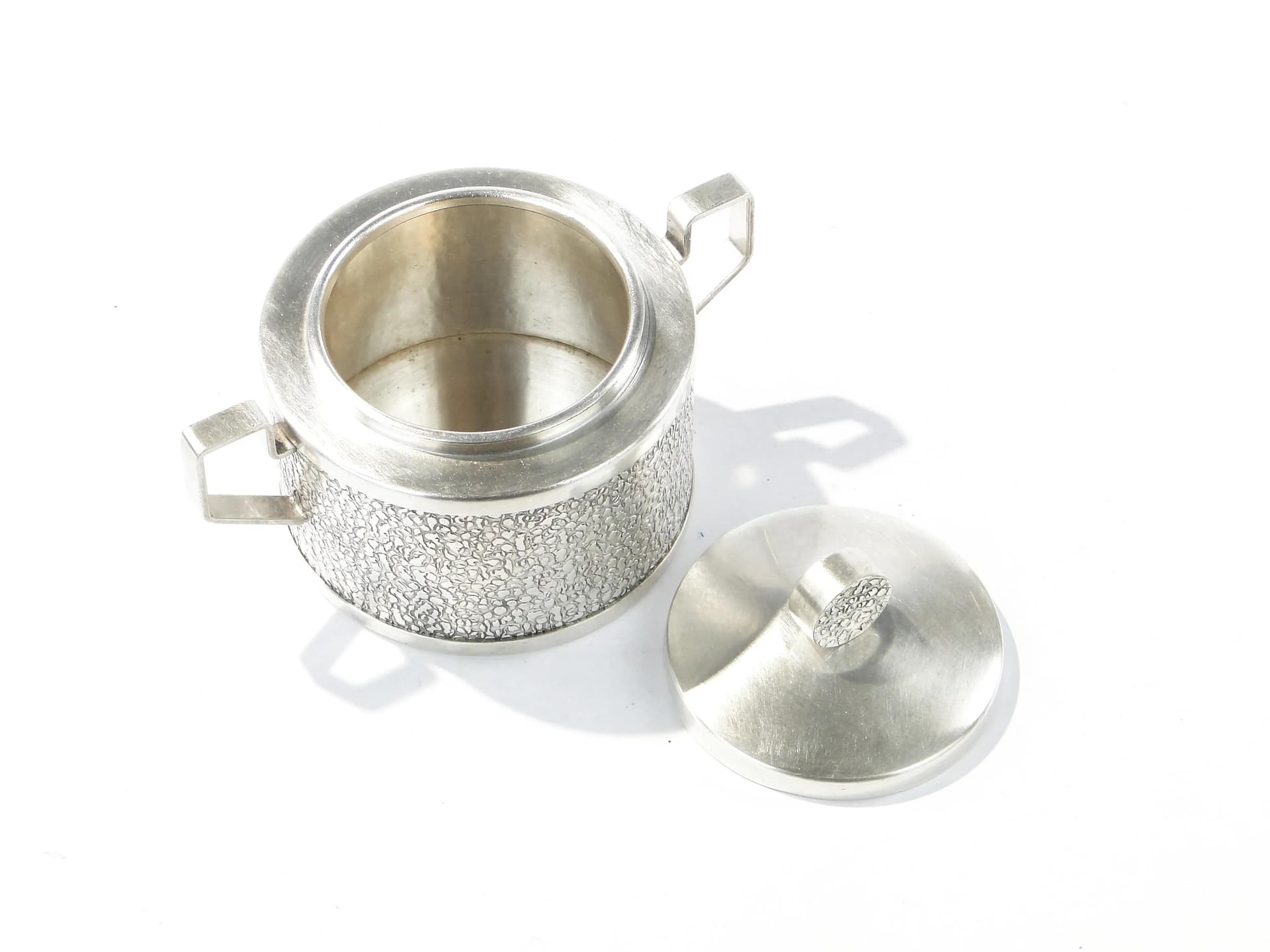 Modernist sugar bowl, silver brass, Hefra, Poland, 1960s. - 163430