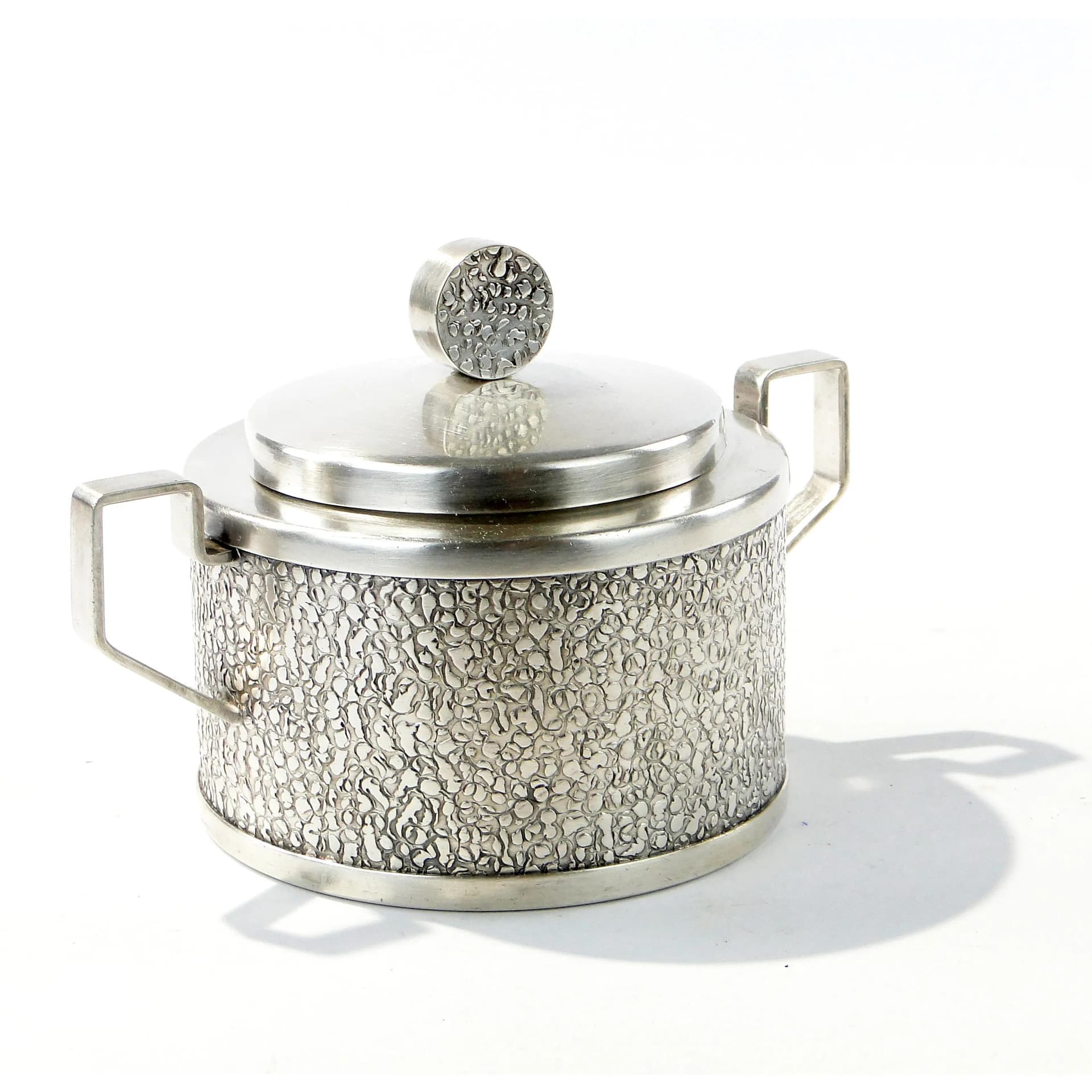 Modernist sugar bowl, silver brass, Hefra, Poland, 1960s. - 163426